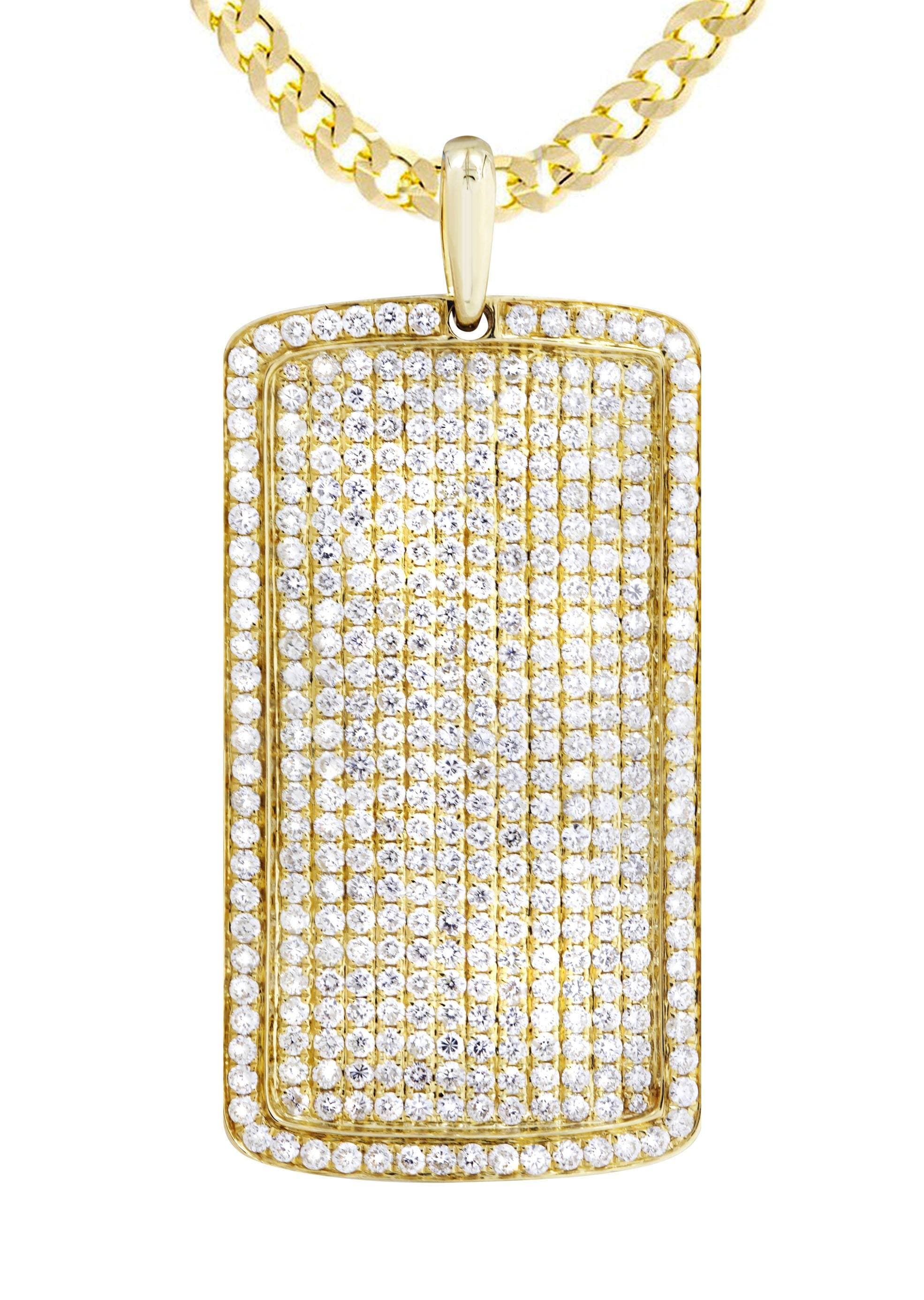 14K Yellow Gold Dog Tag Diamond Necklace  | 6.52 Carats - Image 2