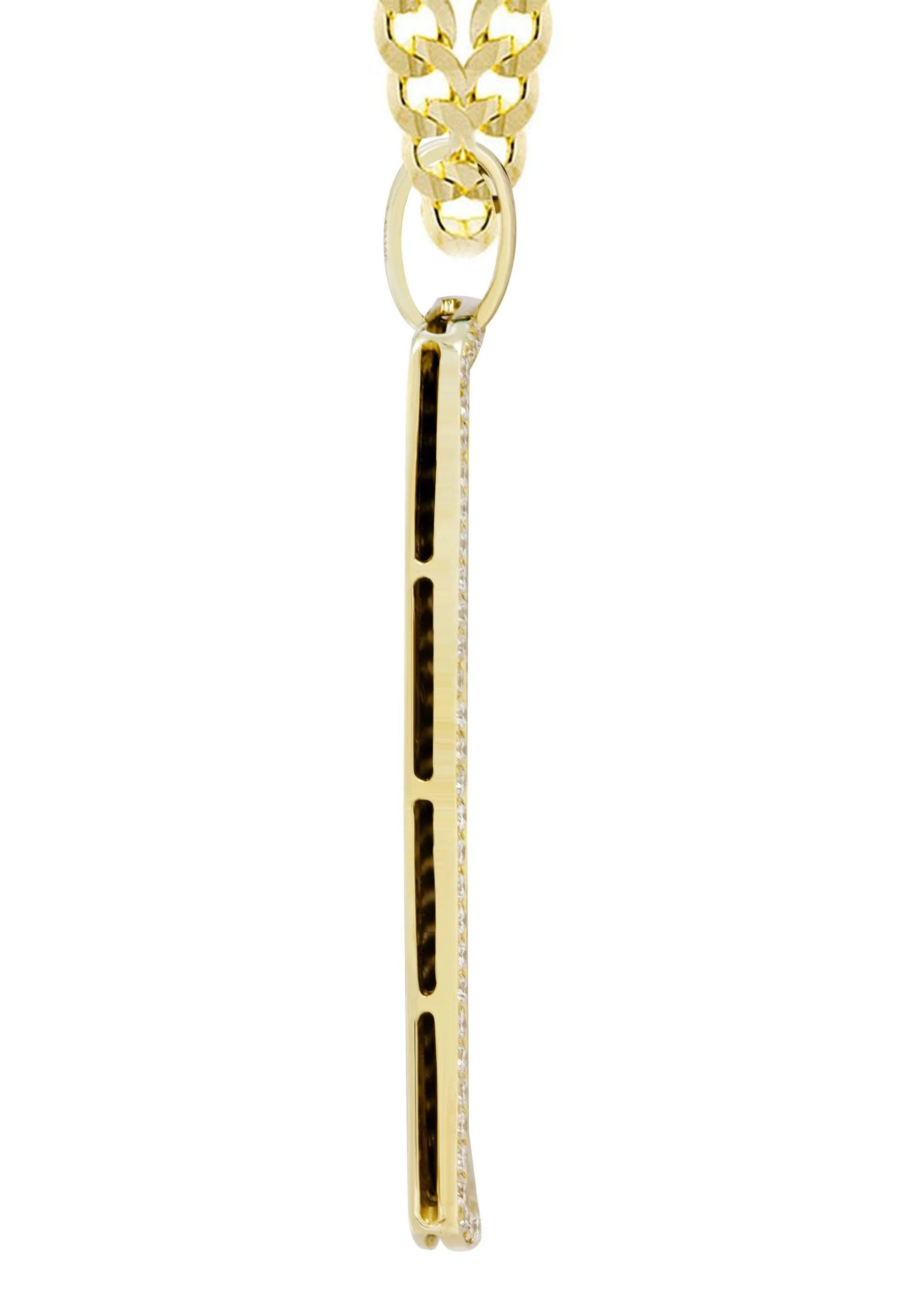 14K Yellow Gold Dog Tag Diamond Necklace  | 6.52 Carats - Image 4