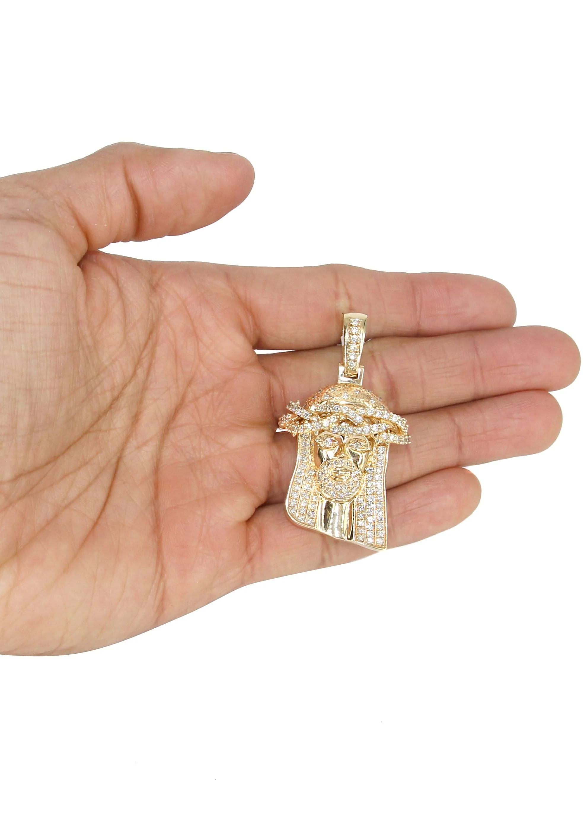 14K Yellow Gold Jesus Head Diamond Necklace | 3 Carats - Image 5