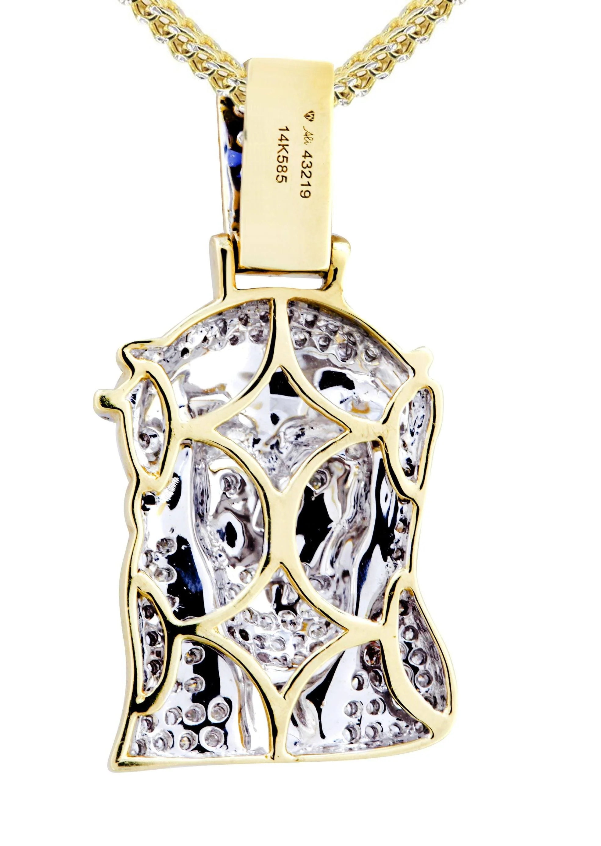 14K Yellow Gold Jesus Head Diamond Necklace | 0.88 Carats - Image 3