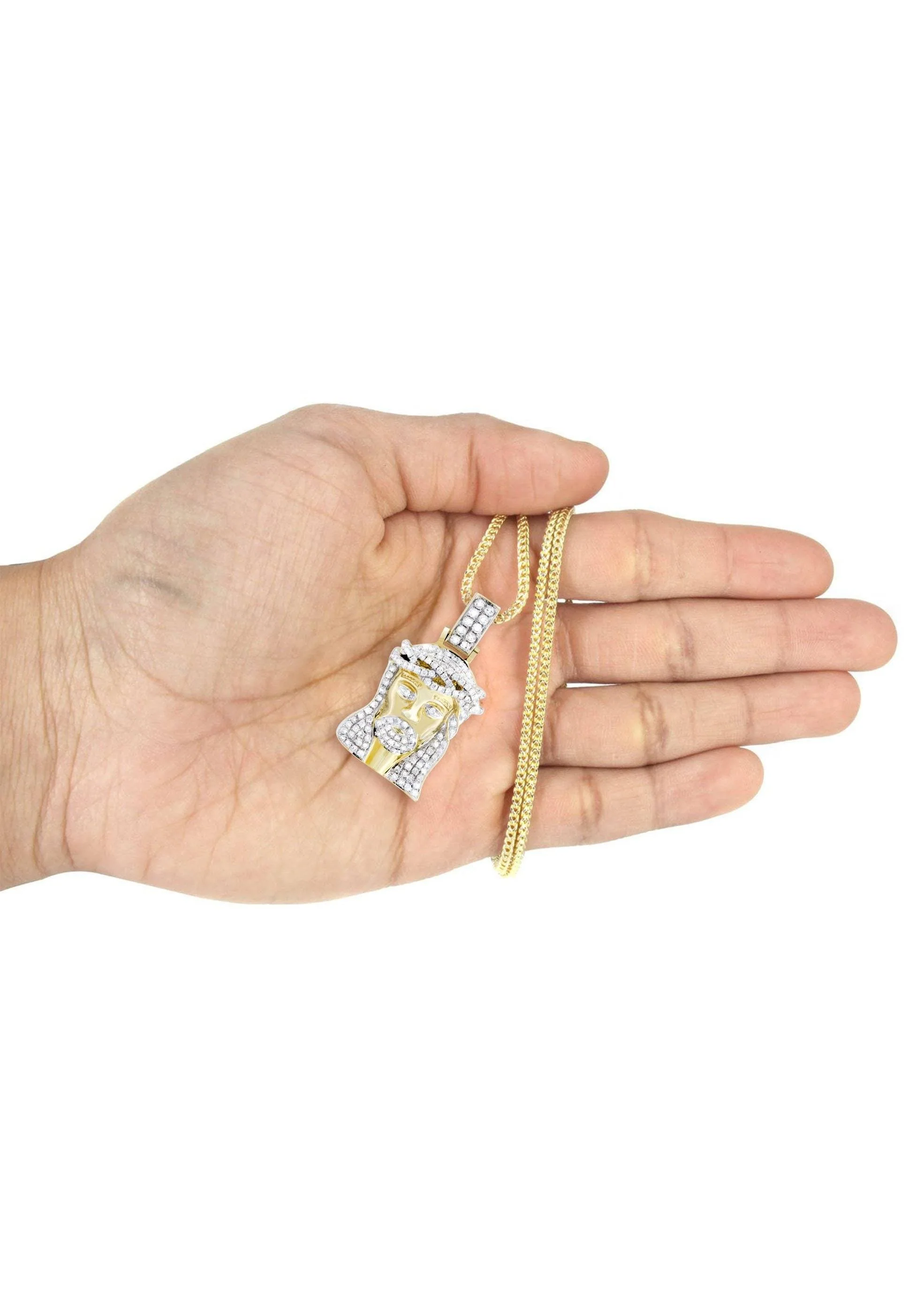 14K Yellow Gold Jesus Head Diamond Necklace | 0.88 Carats - Image 5