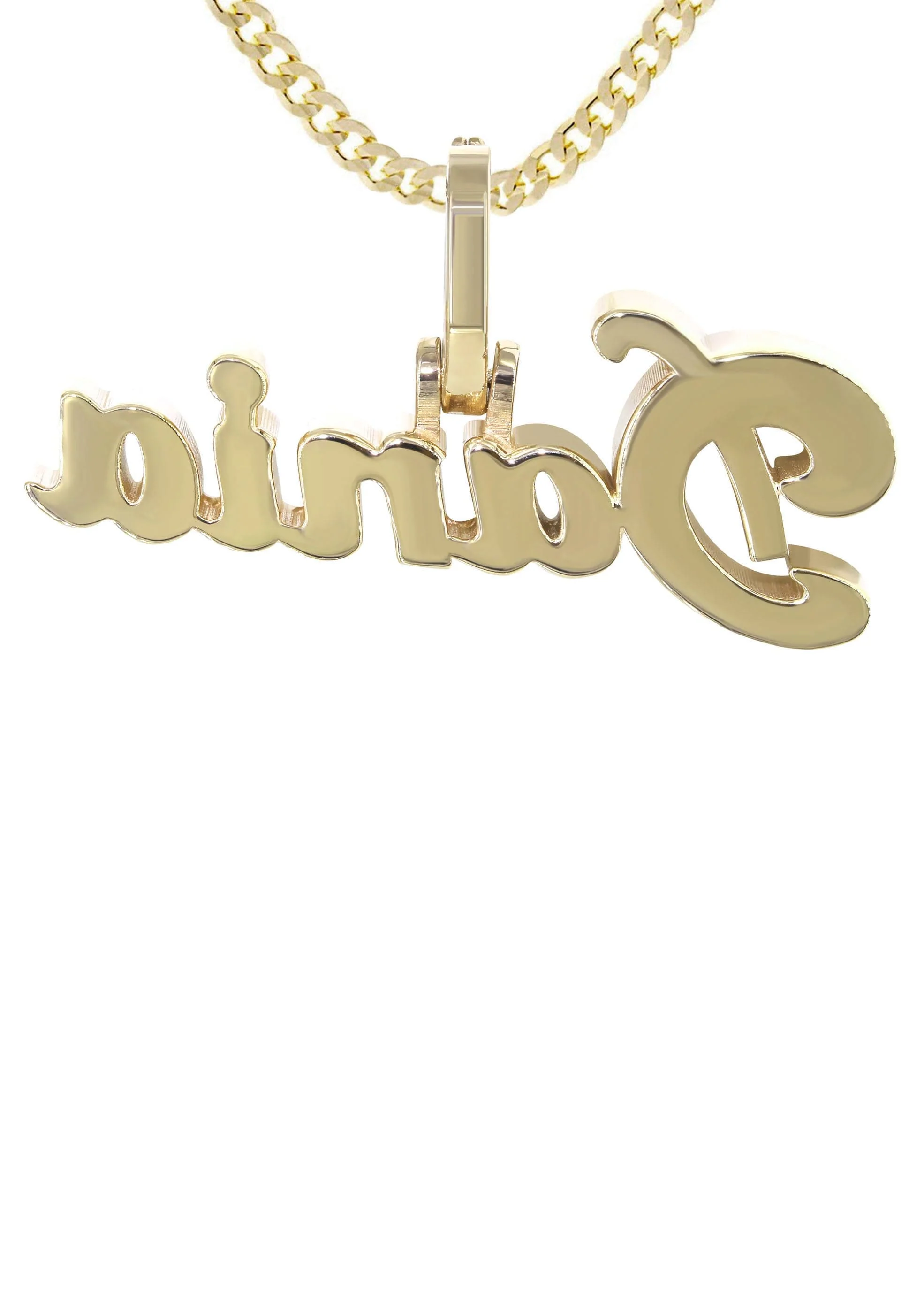 14K Yellow Gold Full Diamond Name Plate Necklace | Style #26 - Image 3