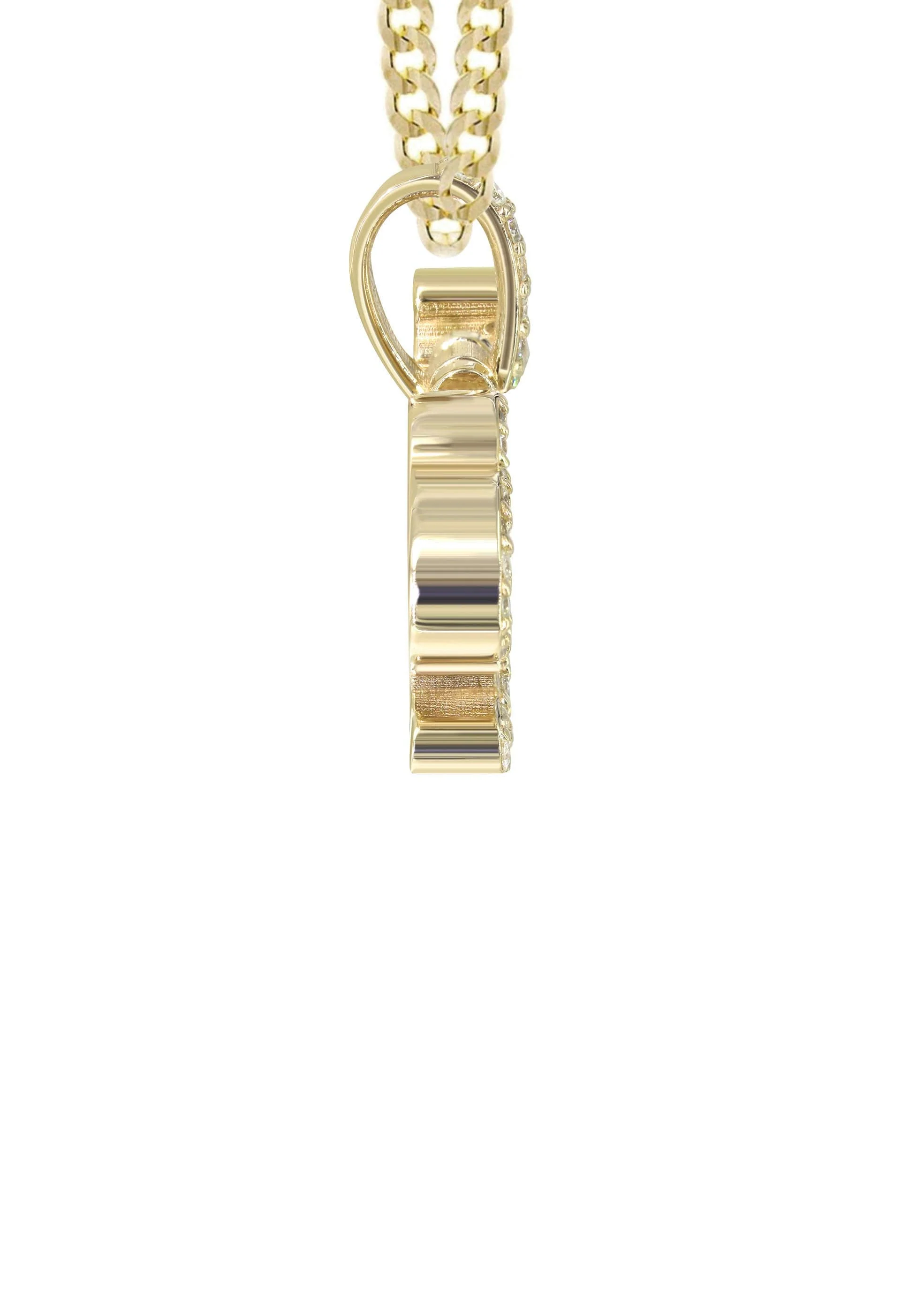14K Yellow Gold Full Diamond Name Plate Necklace | Style #26 - Image 4