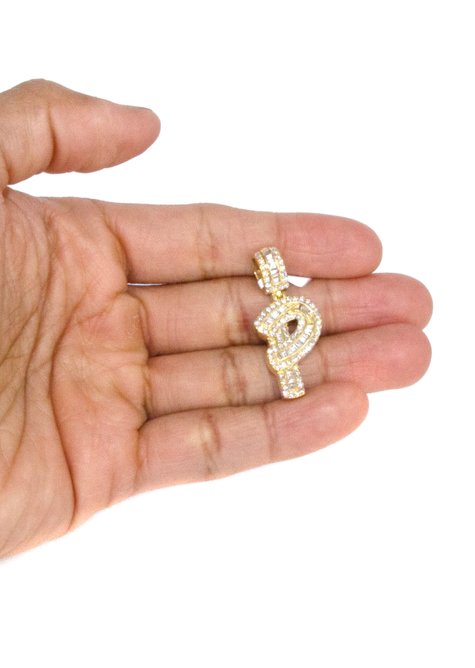 14K Yellow Gold Letter "P" Baguette Diamond Necklace | 1.72 Carats - Image 5
