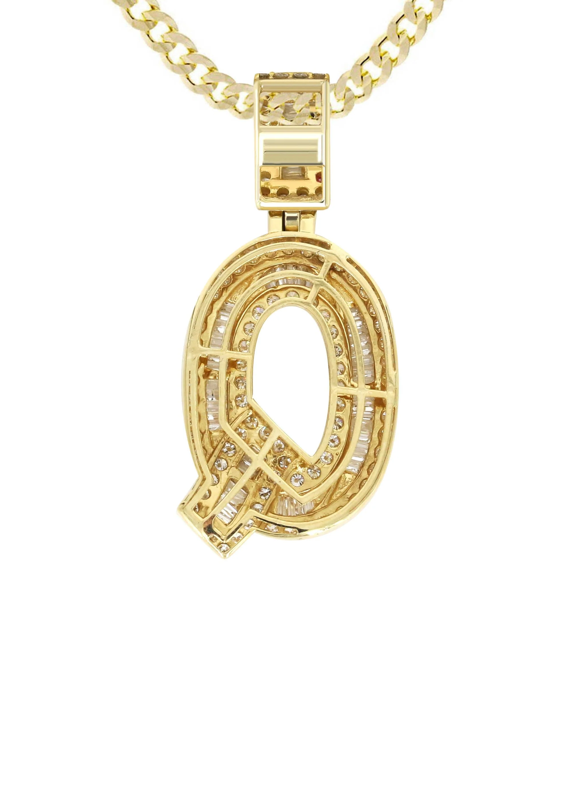 14K Yellow Gold Letter "Q" Baguette Diamond Necklace | 2.22 Carats - Image 3