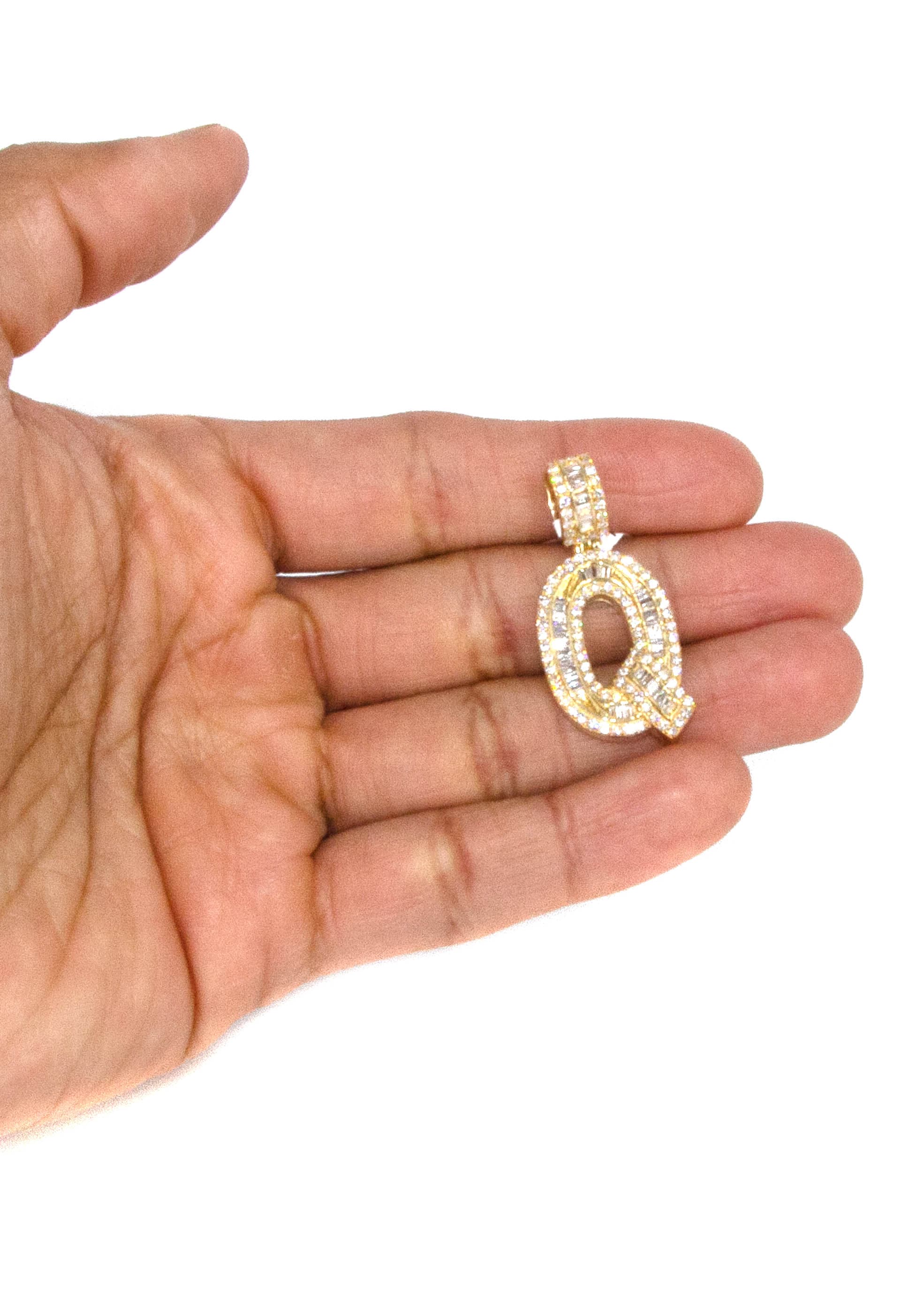14K Yellow Gold Letter "Q" Baguette Diamond Necklace | 2.22 Carats - Image 5