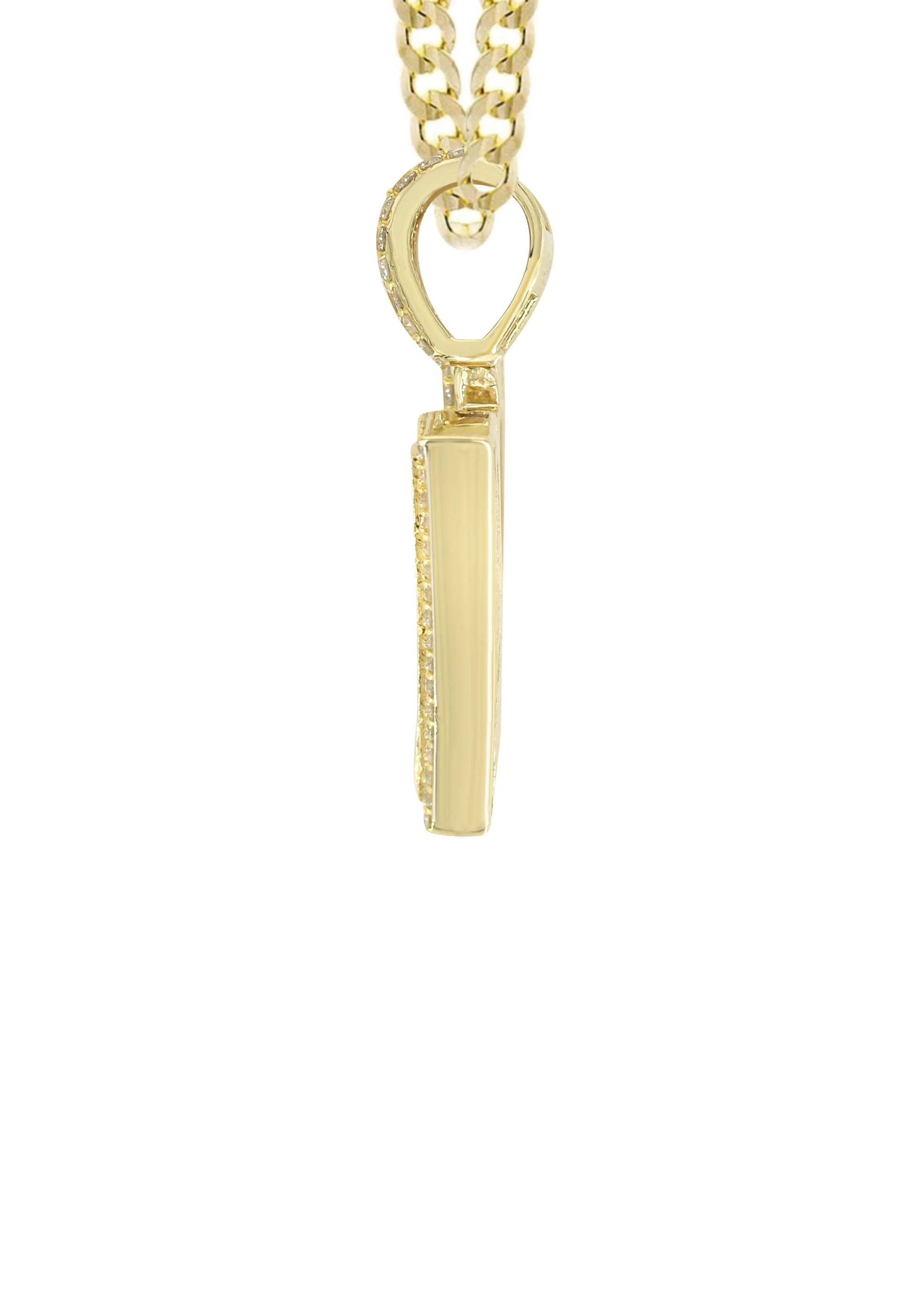 14K Yellow Gold Letter "V" Baguette Diamond Necklace | 1.81 Carats - Image 4