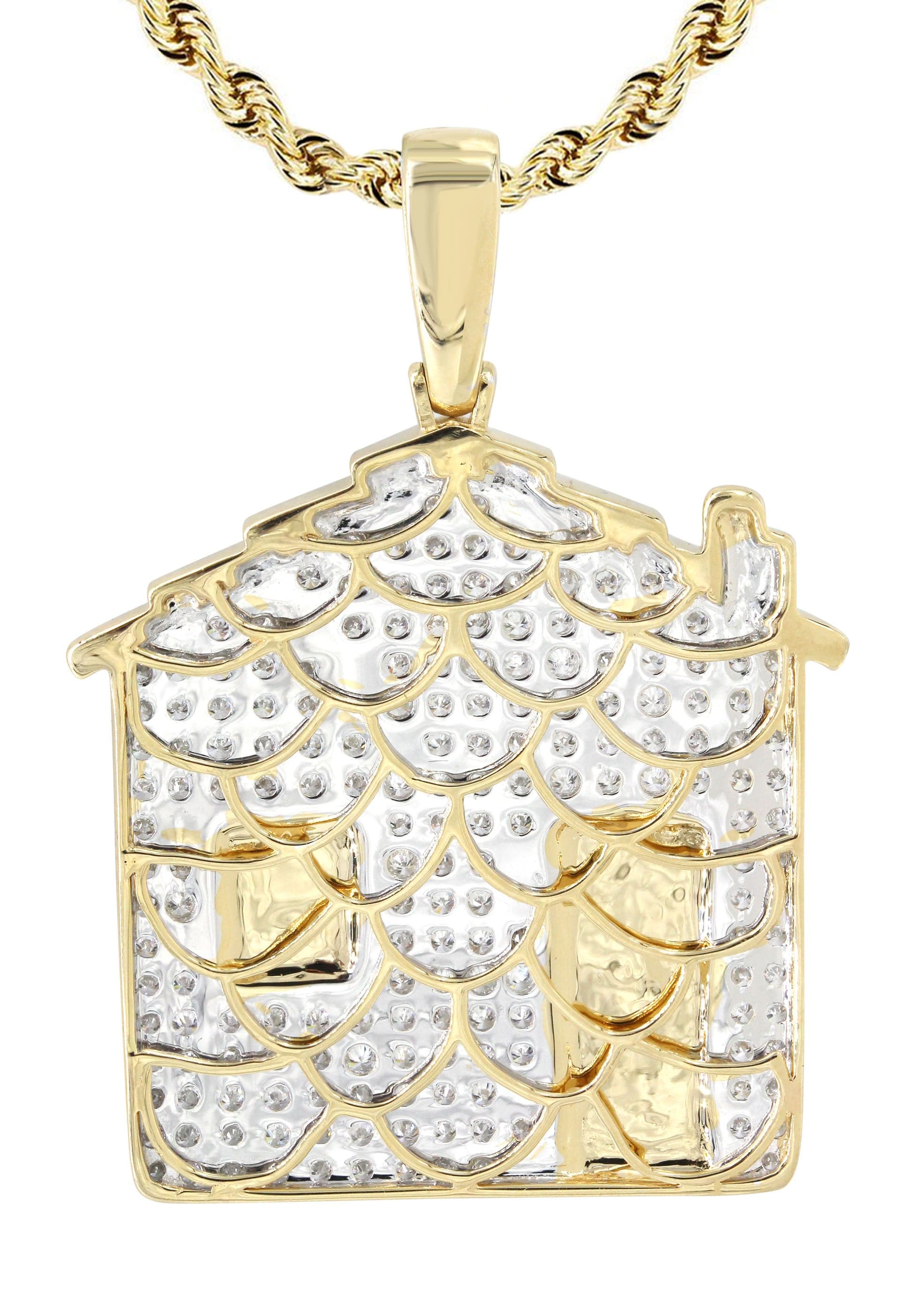 14K Yellow Gold Trap House Diamond Necklace  | 2.62 Carats - Image 3