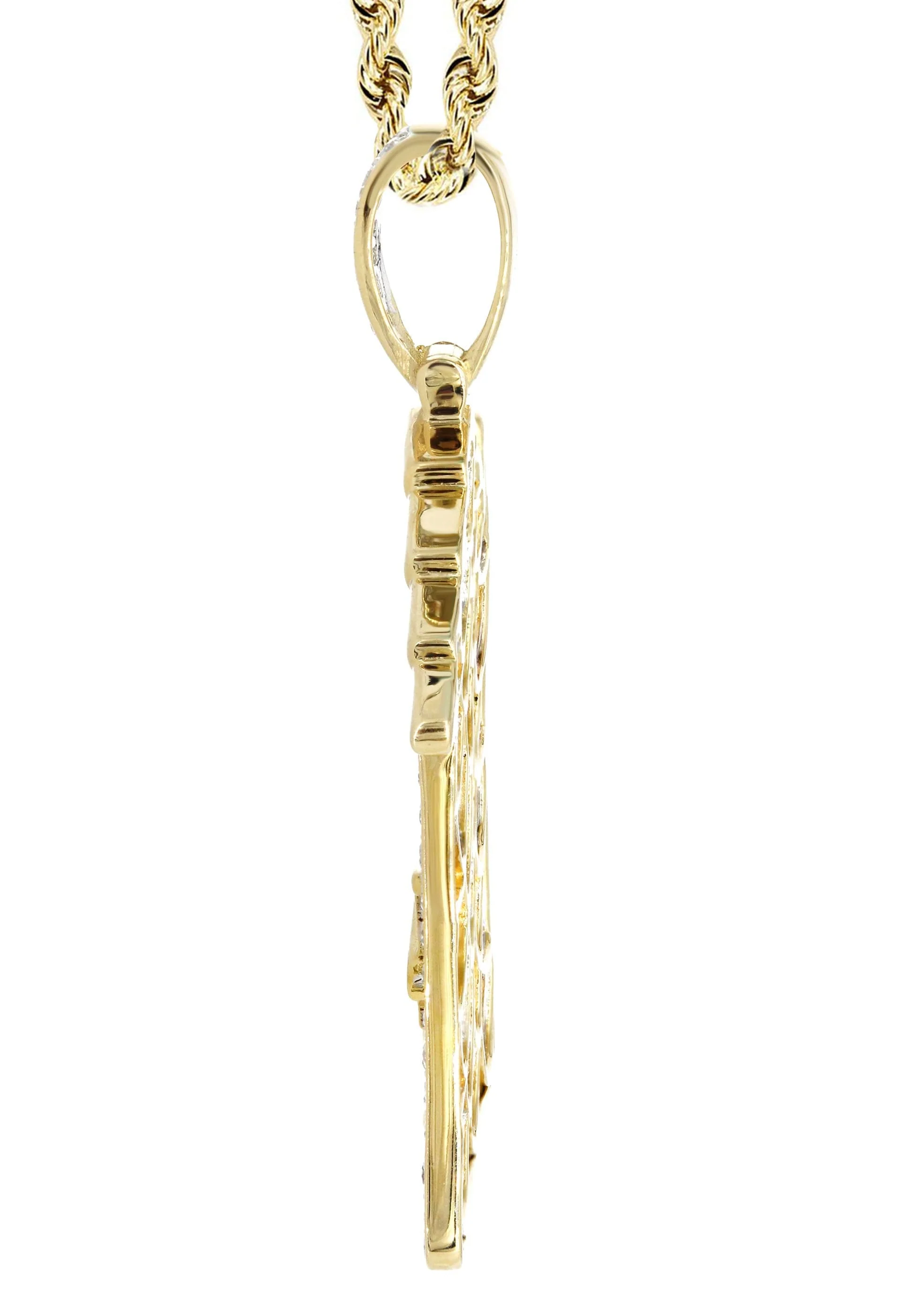 14K Yellow Gold Trap House Diamond Necklace  | 2.62 Carats - Image 4