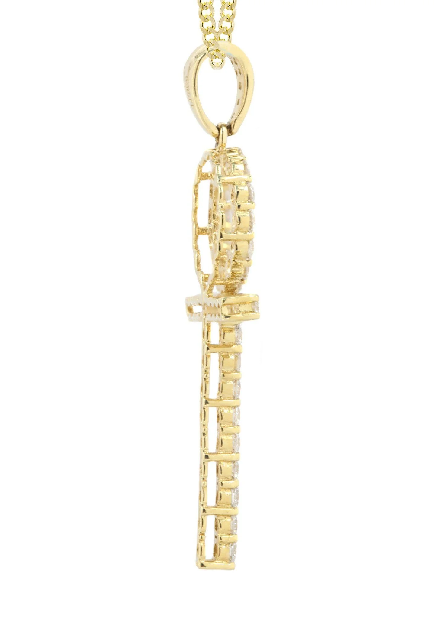 18K Yellow Gold Diamond Cross Necklace  | 2.01 Carats - Image 4