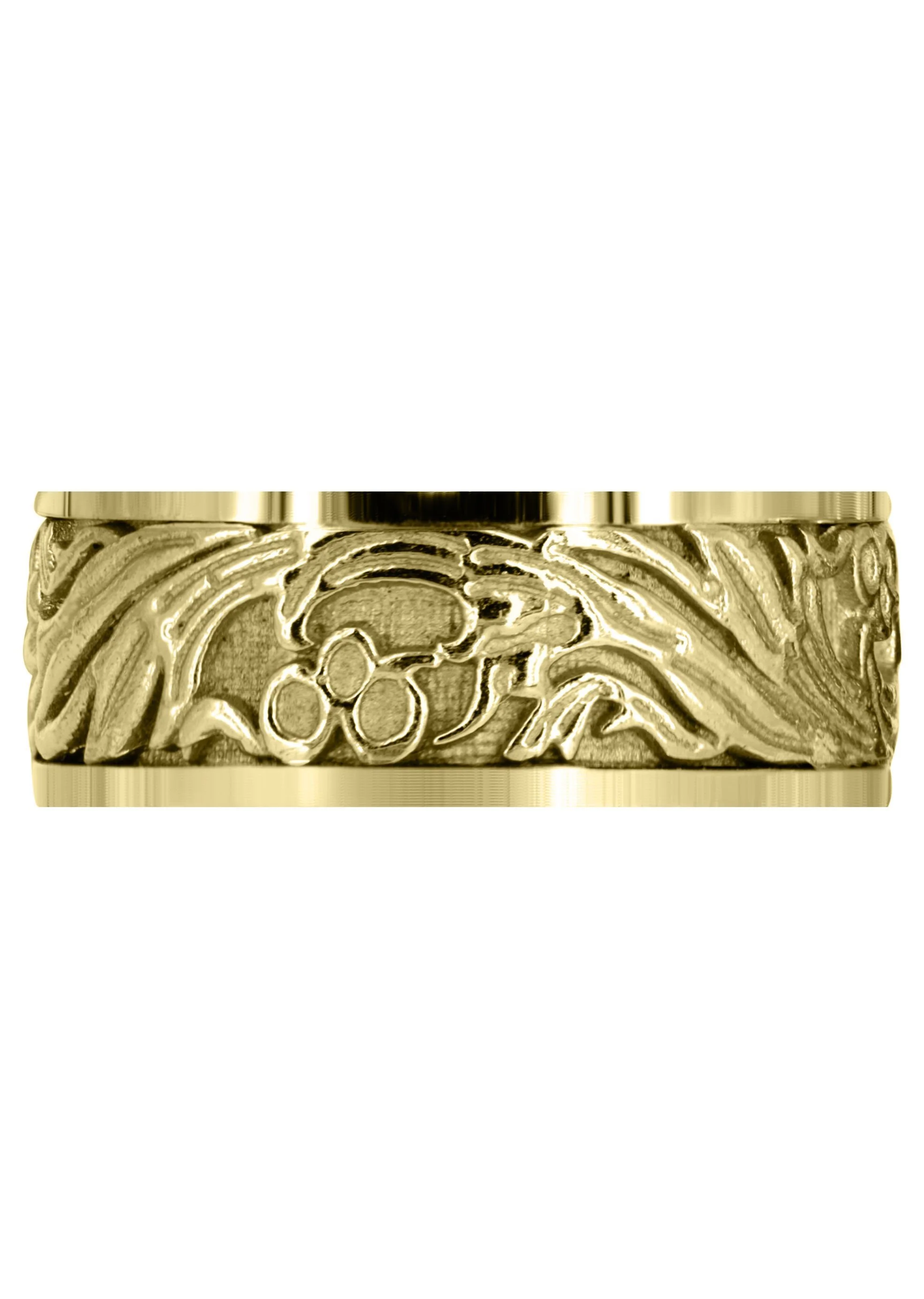 Yellow Gold Antique Unique Mens Wedding Band | High Polish Finish (Jake) - Image 2