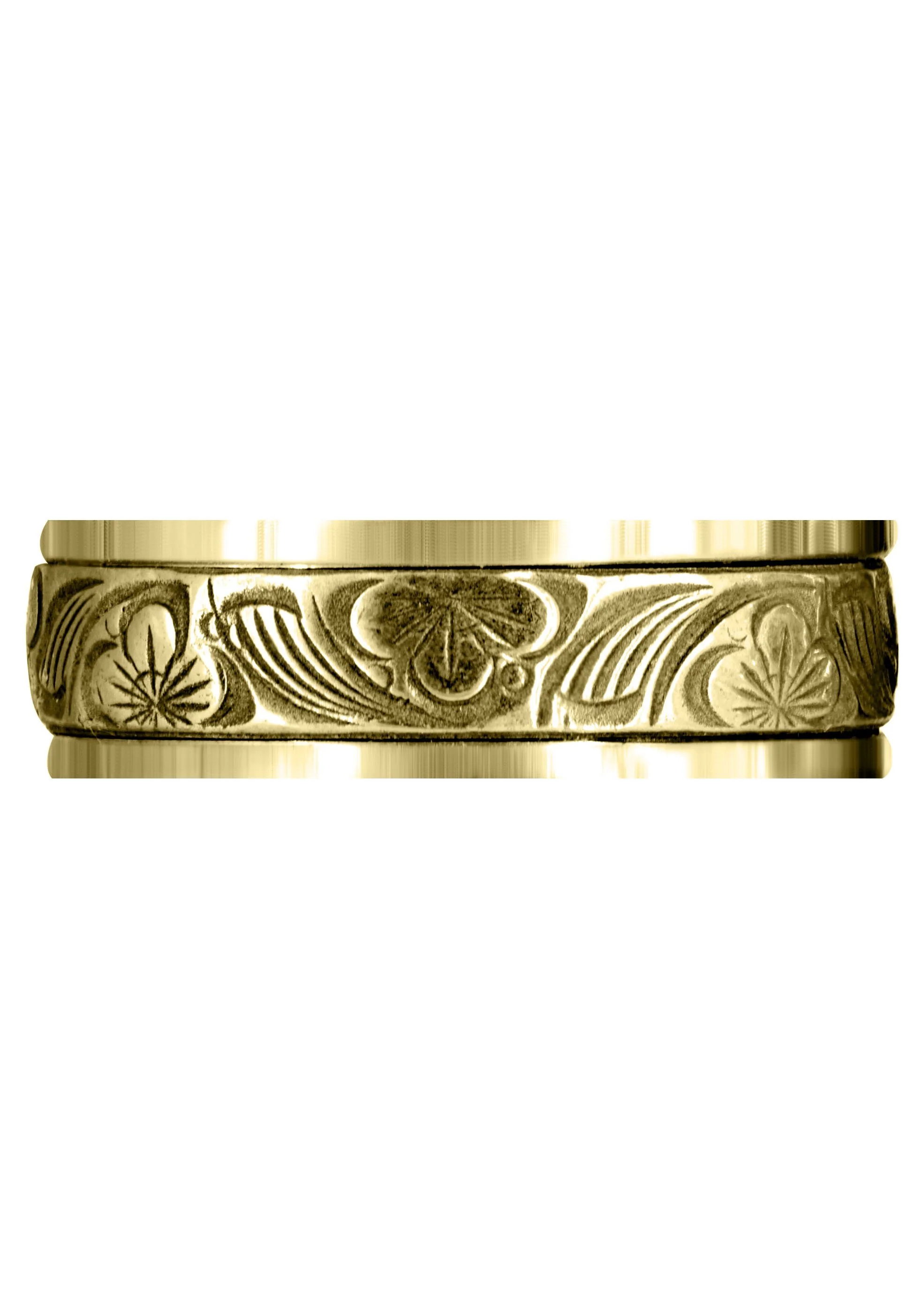 Yellow Gold Antique Mens Wedding Band | High Polish Finish (Alex) - Image 2