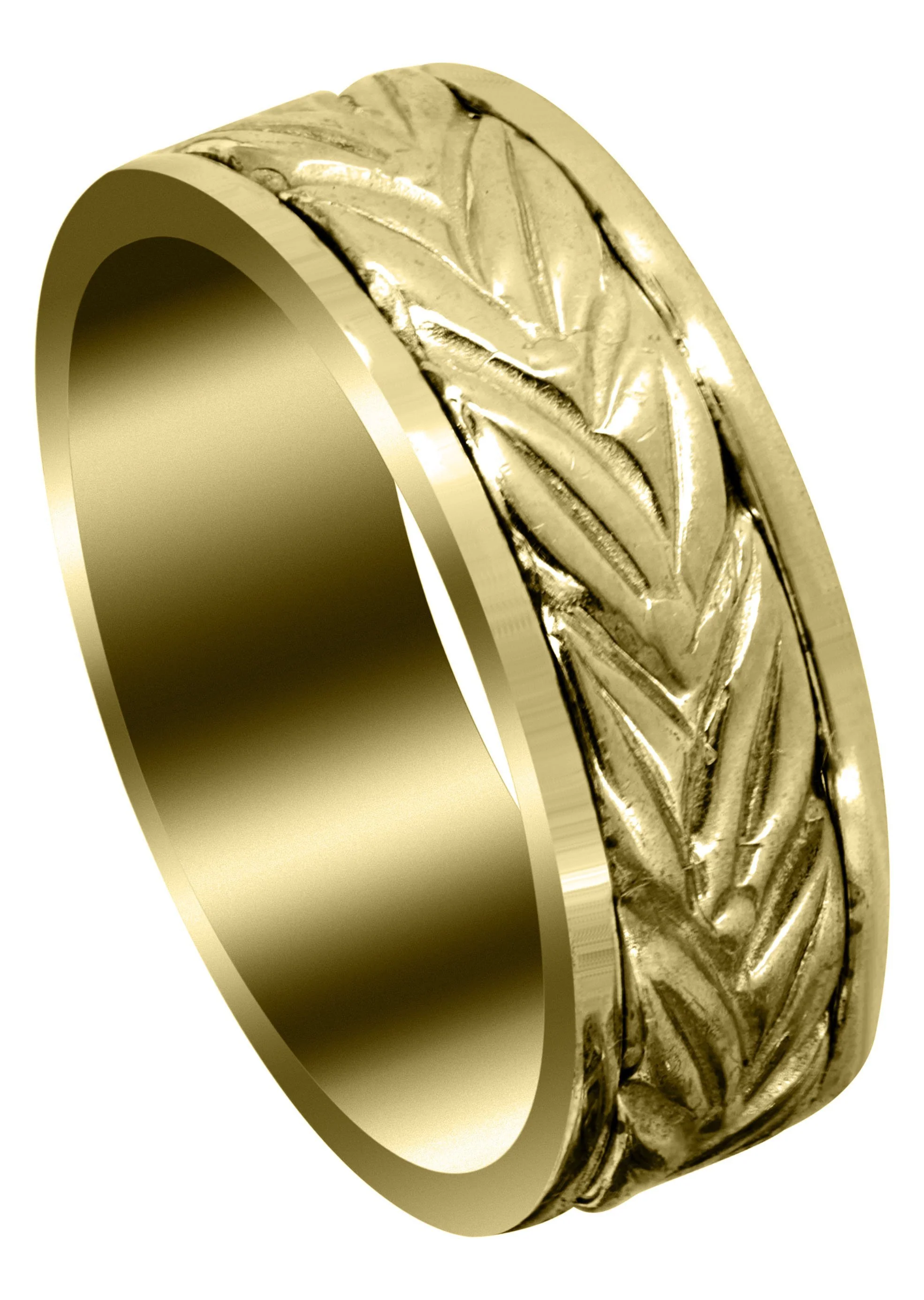 Yellow Gold Antique Mens Wedding Band | Sand Blast / High Polish Finish (Peter)