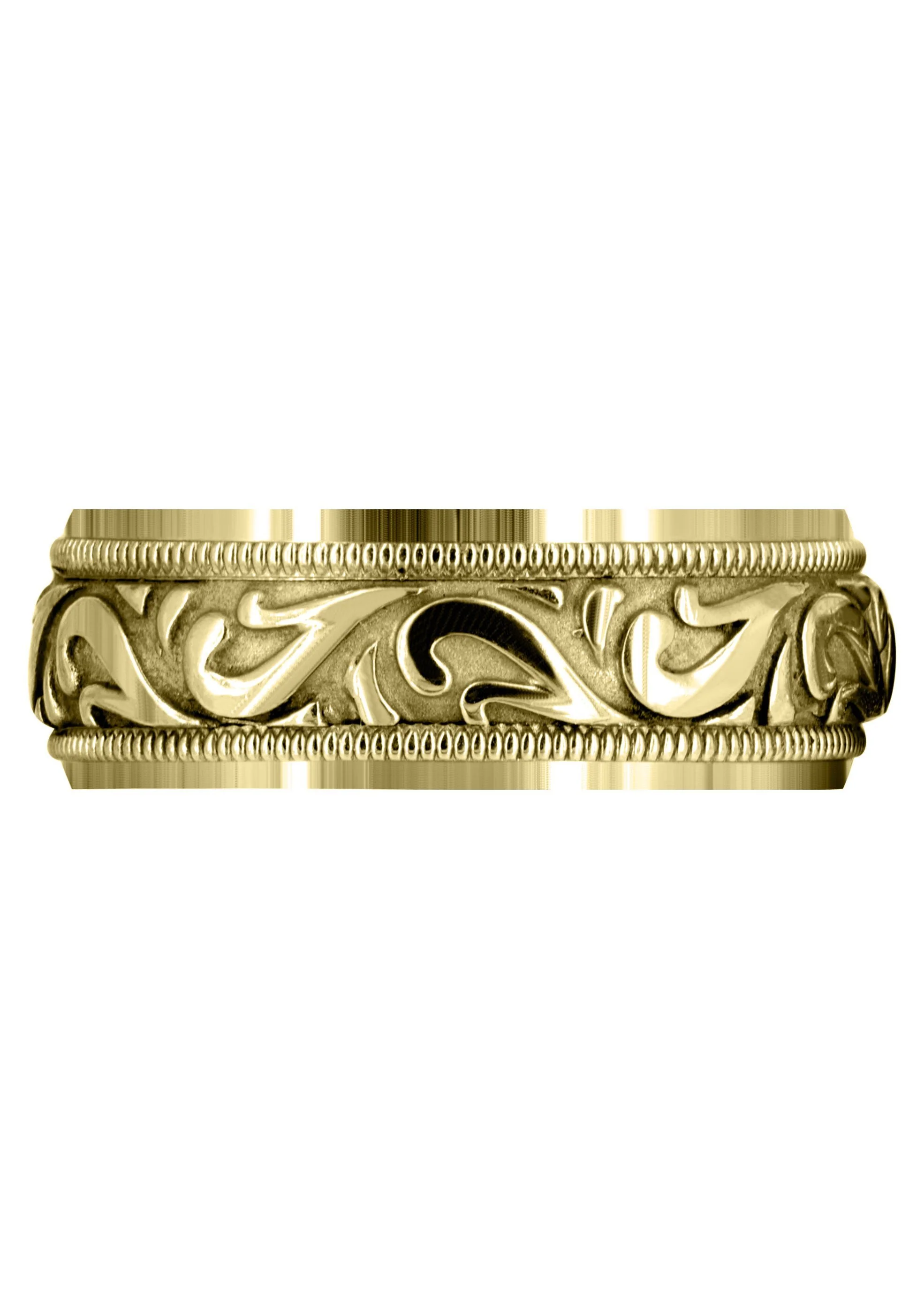 Yellow Gold Antique Mens Wedding Band | Sand Blast / High Polish Finish (George) - Image 2