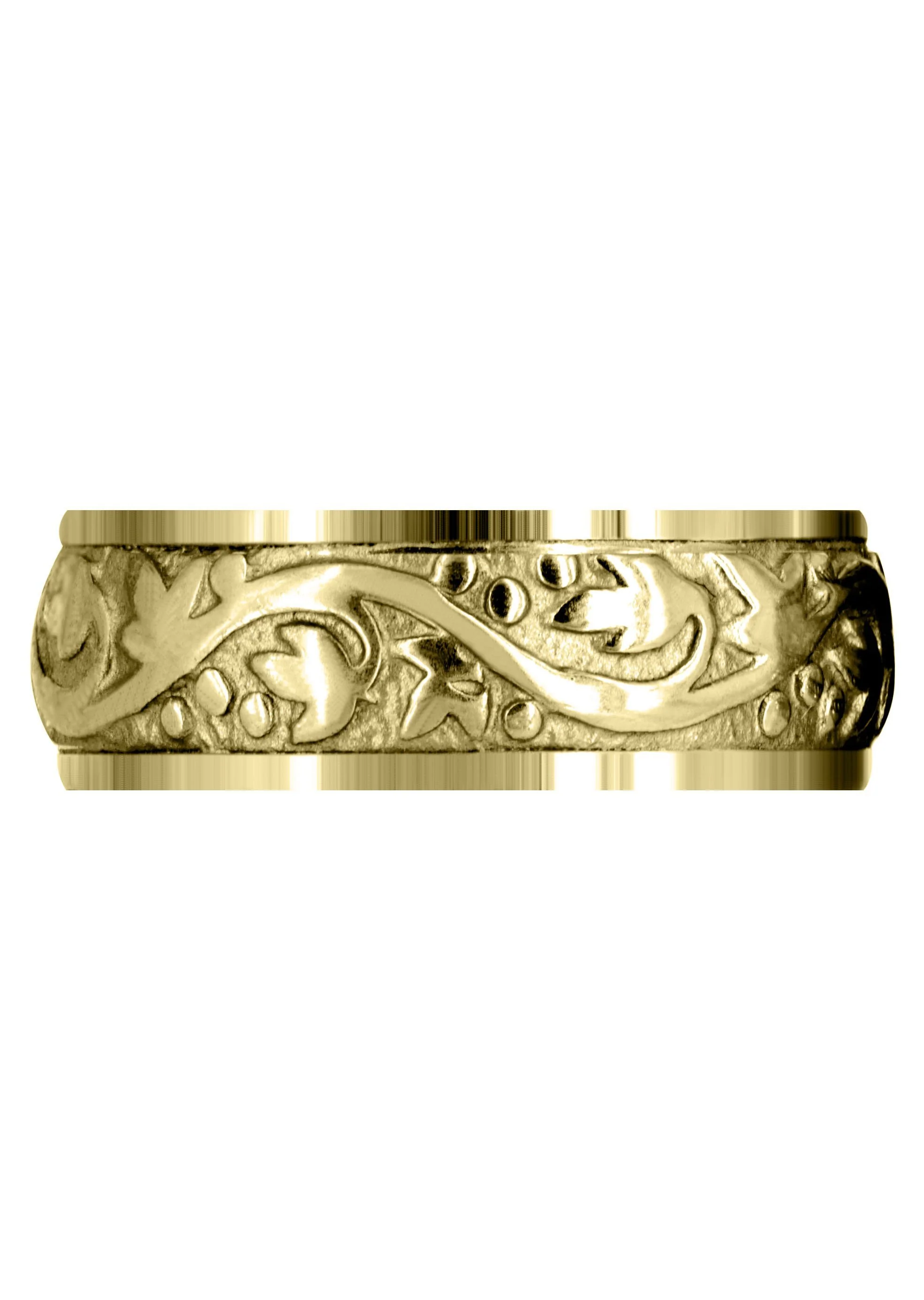 Yellow Gold Antique Mens Wedding Band | Sand Blast / High Polish Finish (Bryson) - Image 2