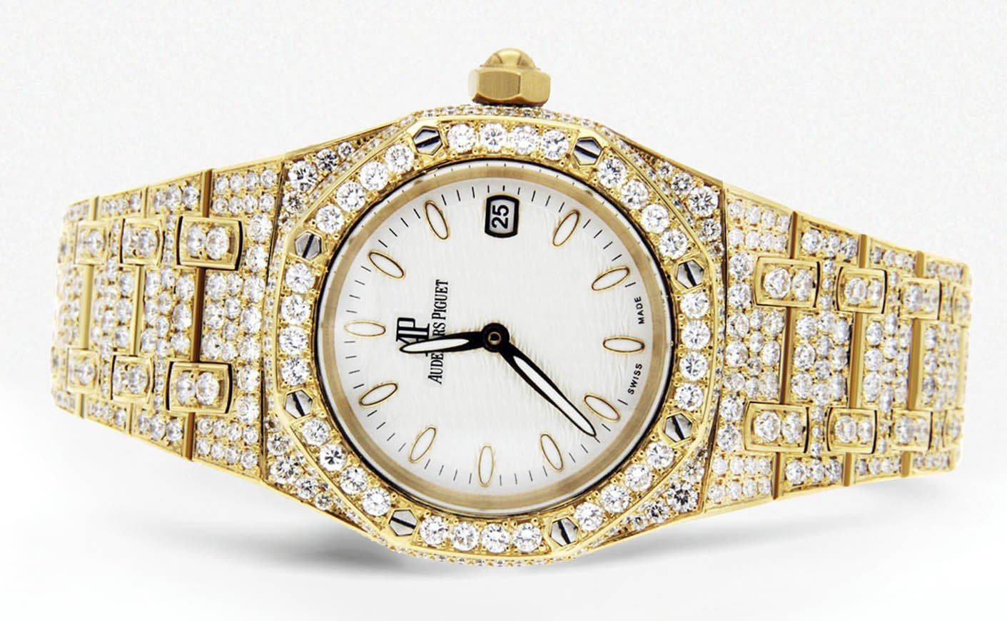 Diamond Audemars Piguet Royal Oak Watch For Women | 18K Yellow Gold - Image 4