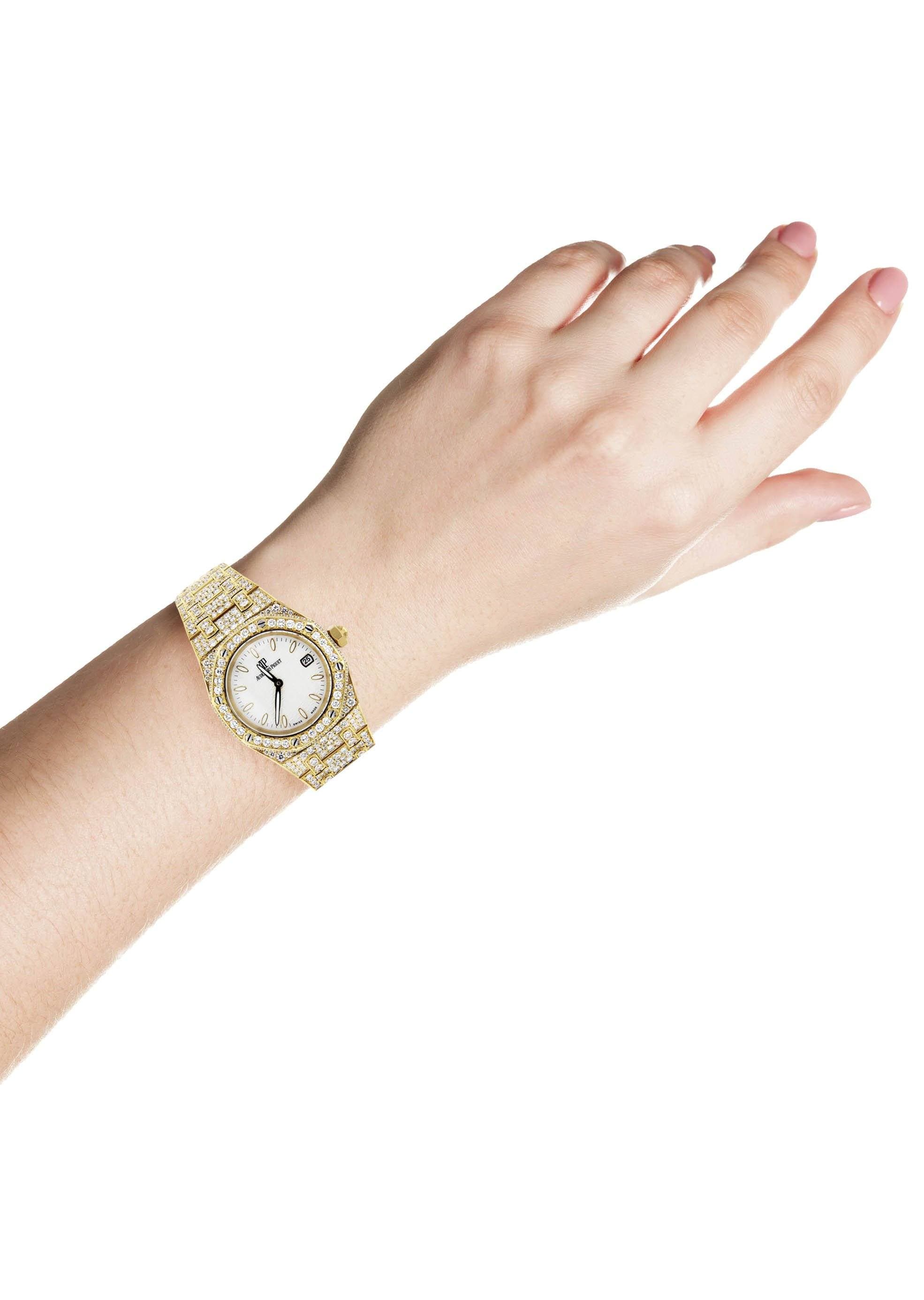 Diamond Audemars Piguet Royal Oak Watch For Women | 18K Yellow Gold - Image 5