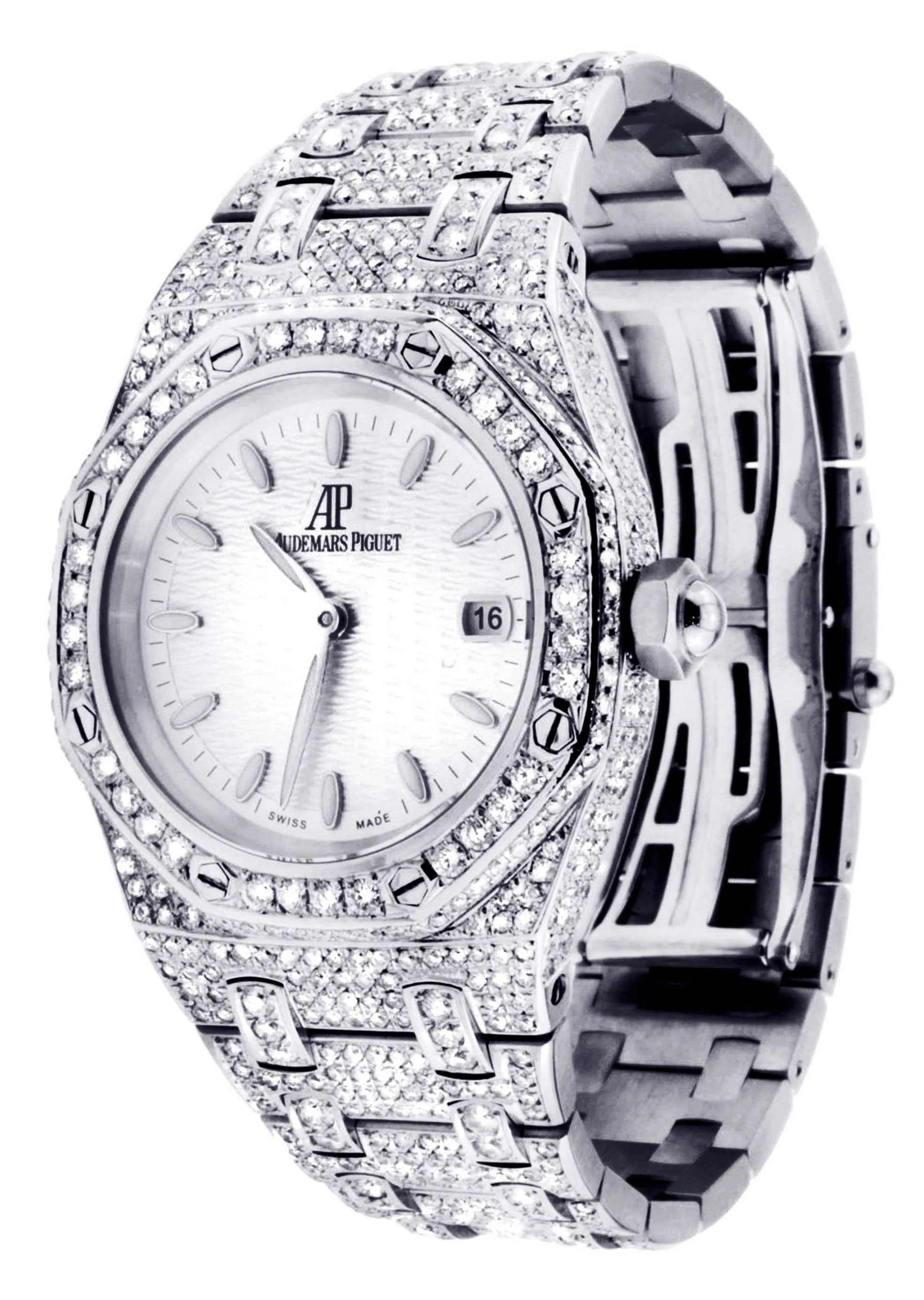 Diamond Audemars Piguet Royal Oak Watch For Women | Stainless Steel | 33 Mm - Image 2