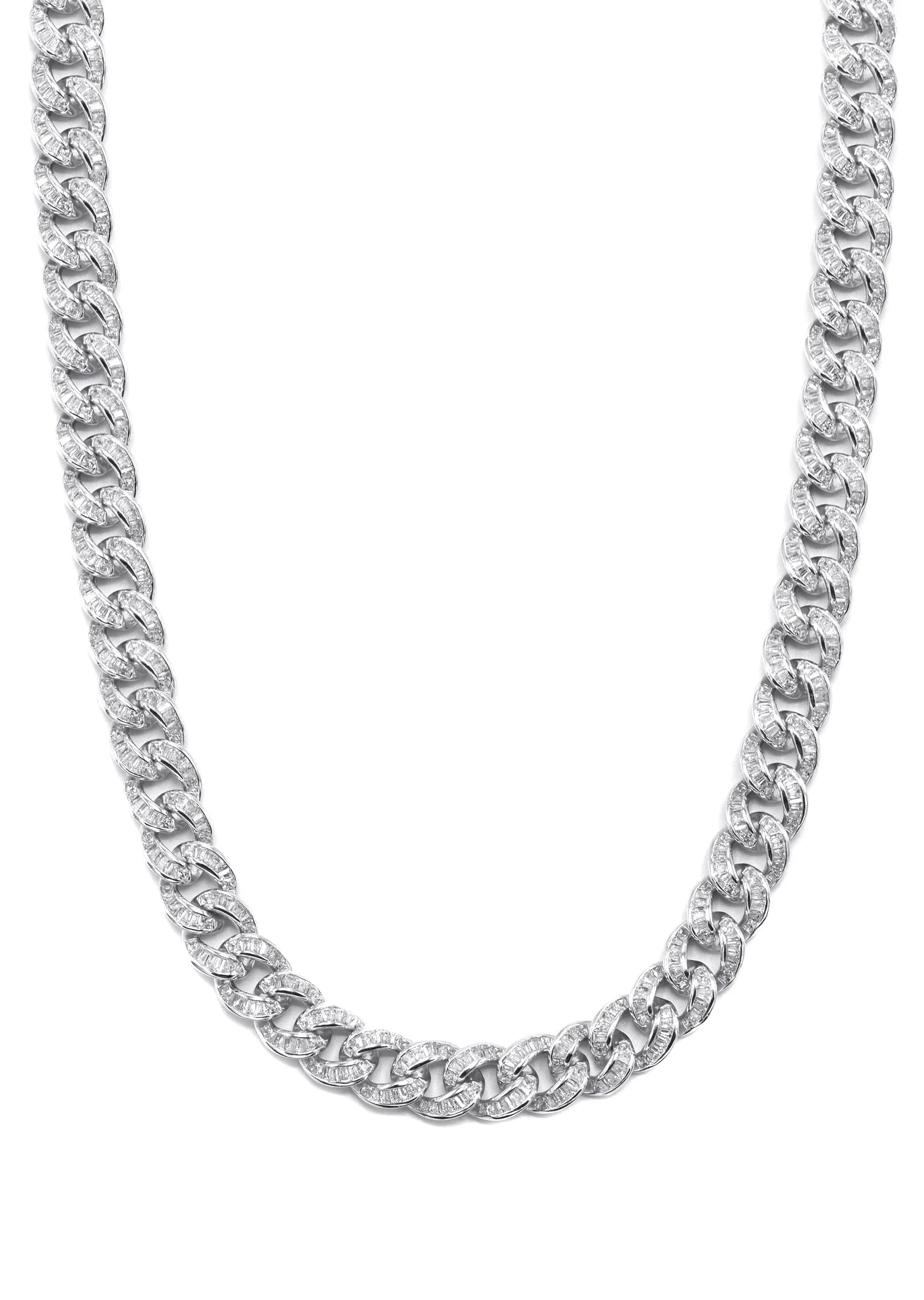 Silver Chain -  Baguette Iced Out Miami Cuban Link Chain - Image 2