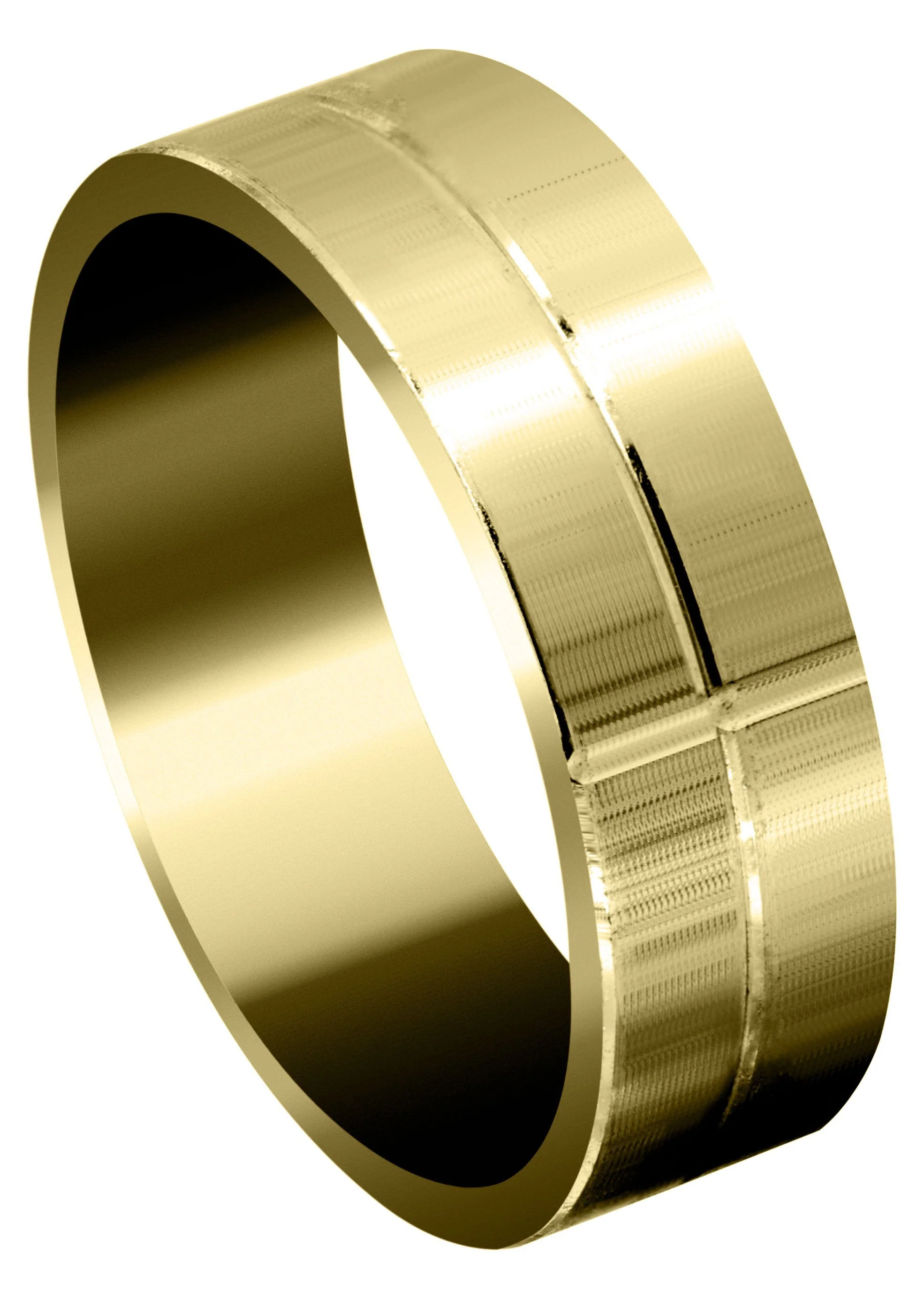 Yellow Gold Basic Carved Celtic Mens Wedding Band | Satin Finish (Josiah)