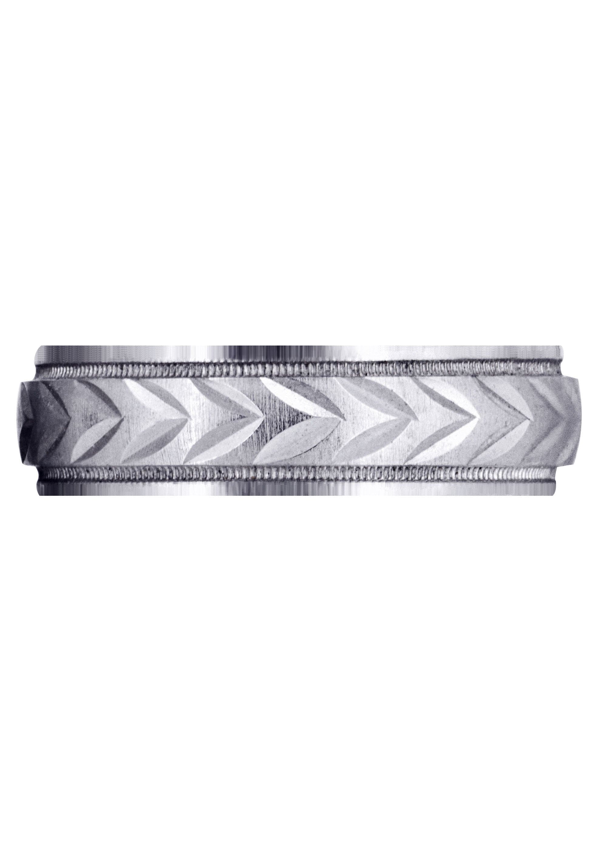 Basic Carved Diamond Cut Mens Wedding Band | Cross Satin Finish (Austin) - Image 2