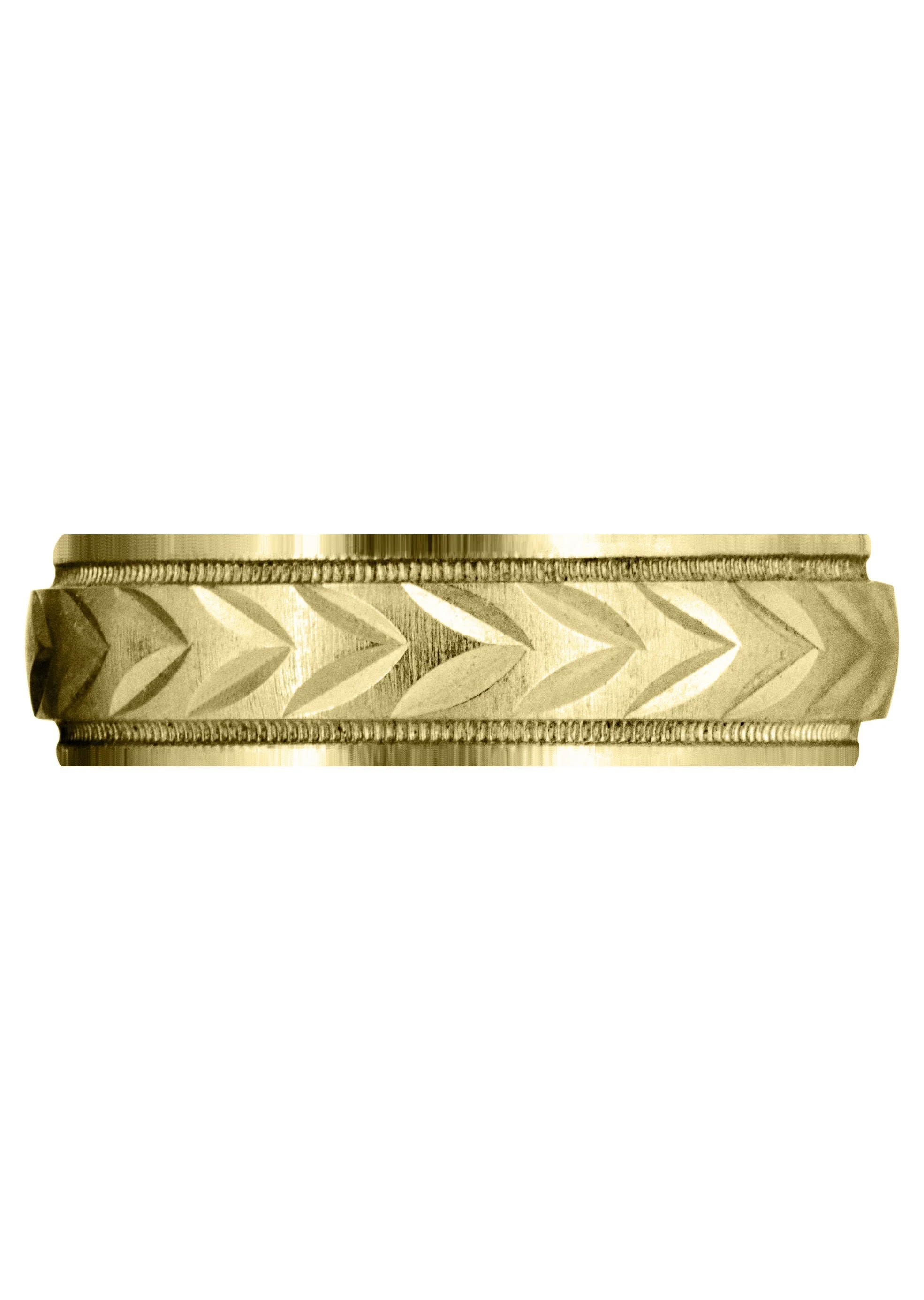 Yellow Gold Basic Carved Diamond Cut Mens Wedding Band | Cross Satin Finish (Austin) - Image 2