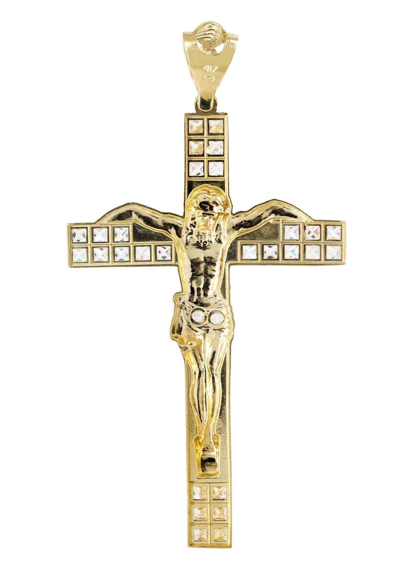 10K Gold Cross / Crucifix Pendant | Princess Cut - Image 3