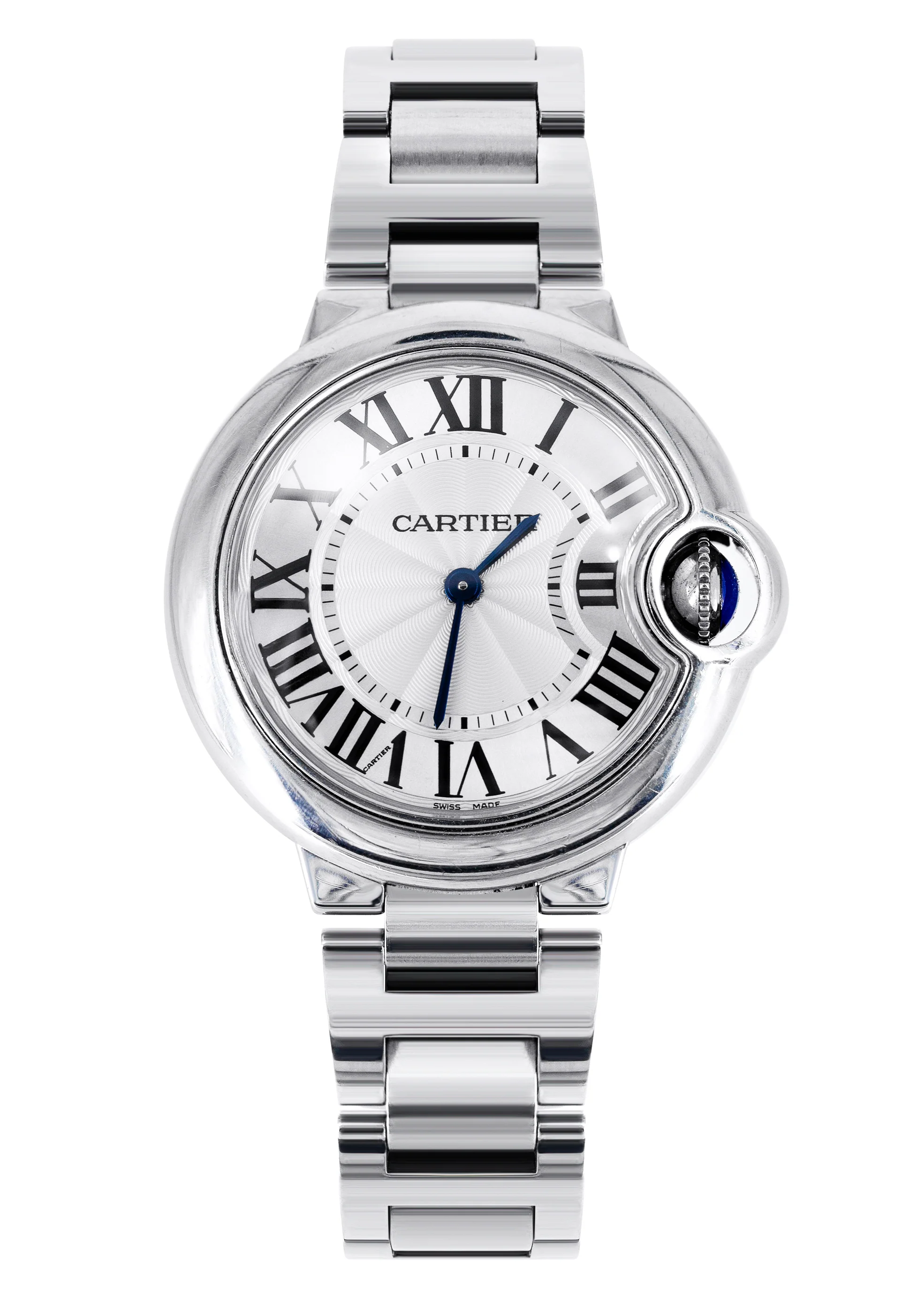 CARTIER BALLON BLEU WATCH 33 MM STAINLESS STEEL | SILVER ROMAN DIAL