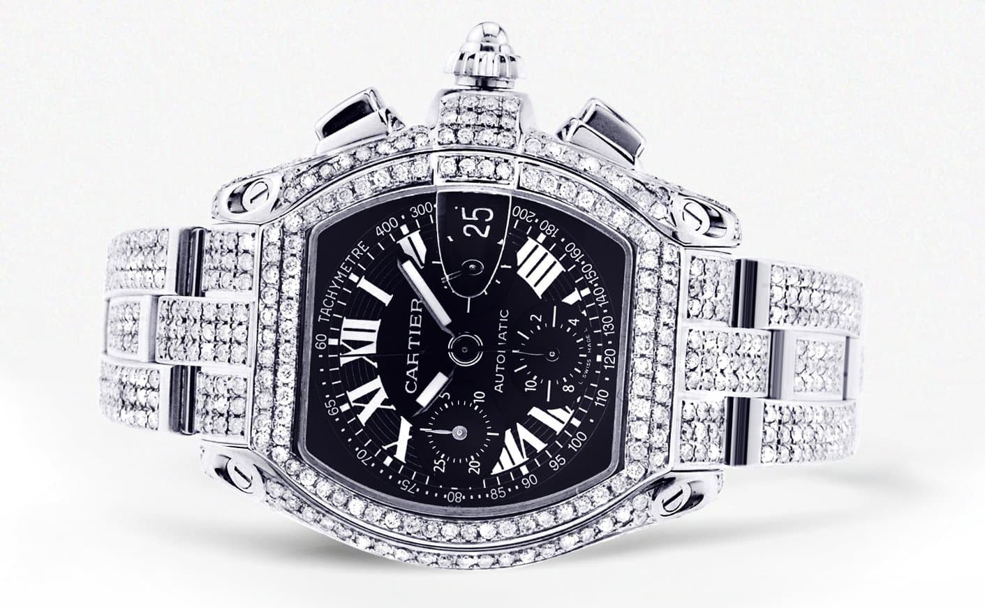 Diamond Cartier Roadster | Stainless Steel | 48 Mm - Image 4