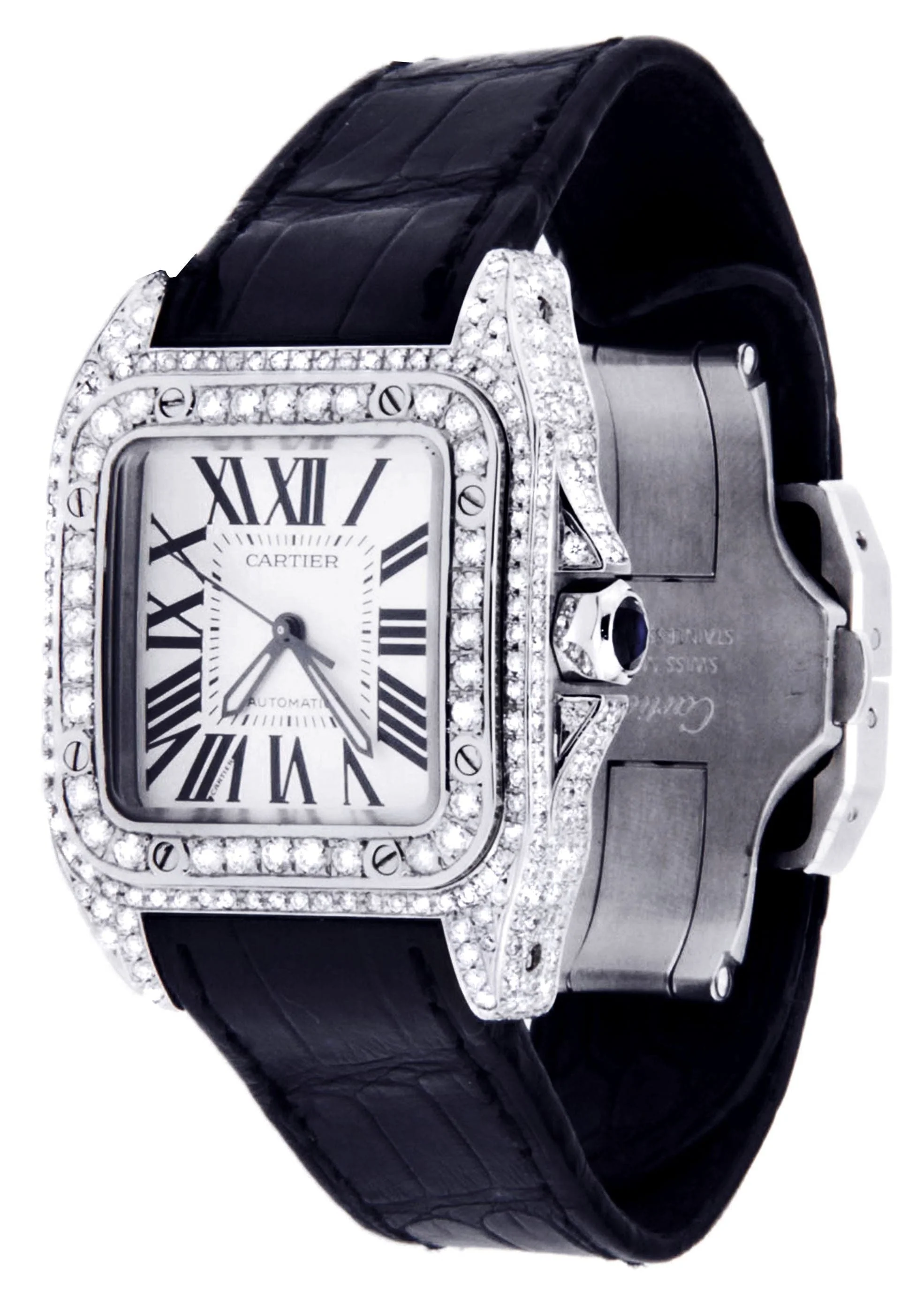 Diamond Cartier Santos 100 | Stainless Steel - Image 2