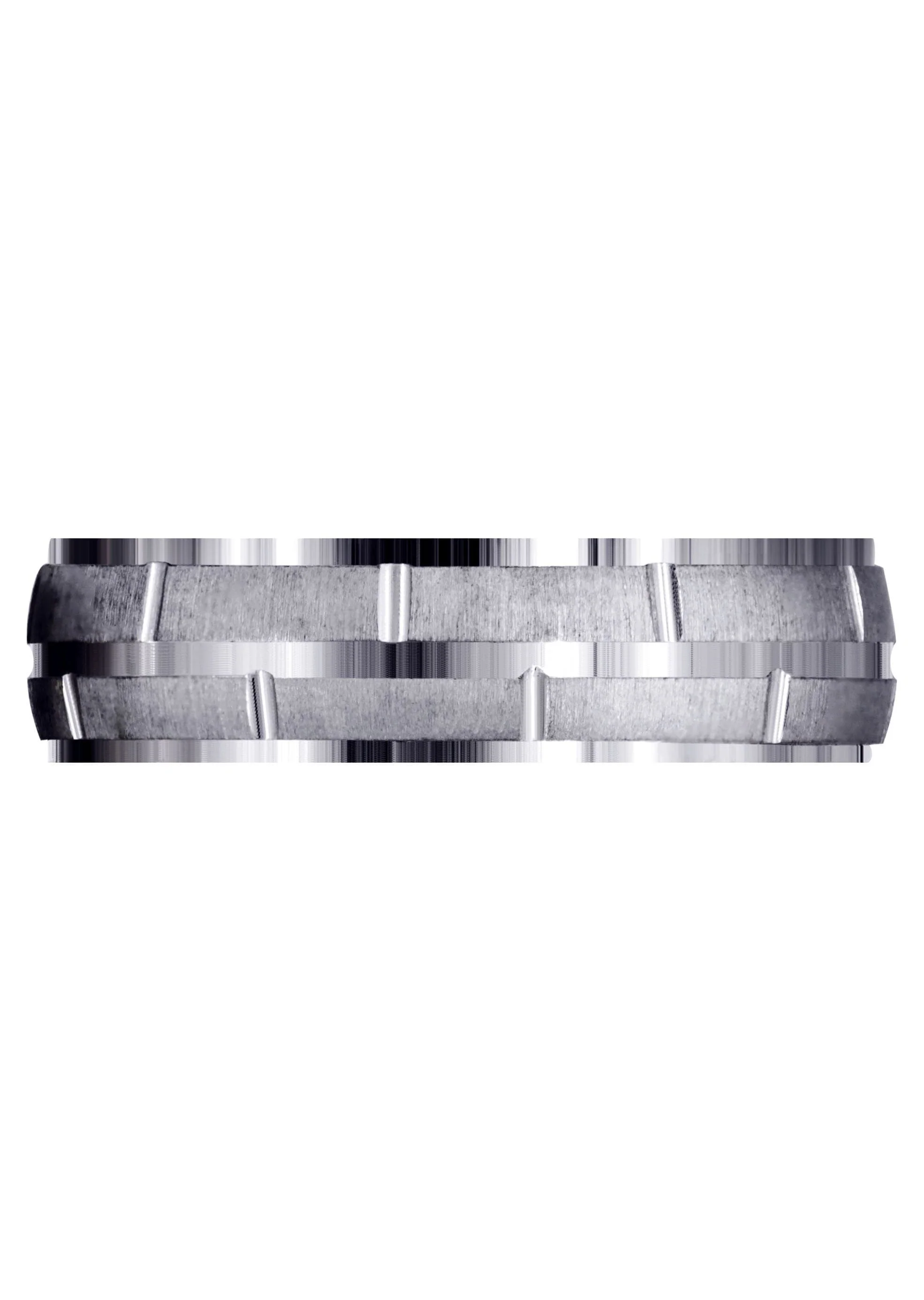 Carved Diamond Carved Mens Wedding Band | Cross Satin Finish (Eli) - Image 2