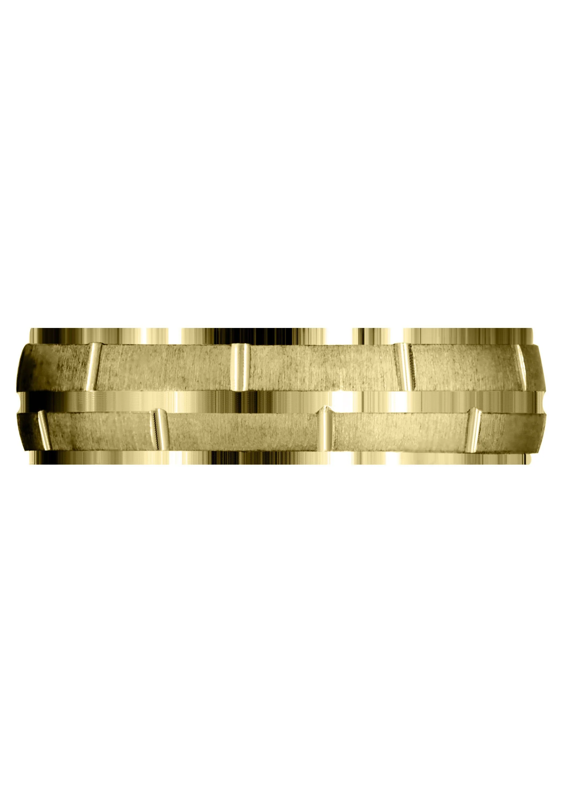 Yellow Gold Carved Diamond Carved Mens Wedding Band | Cross Satin Finish (Eli) - Image 2