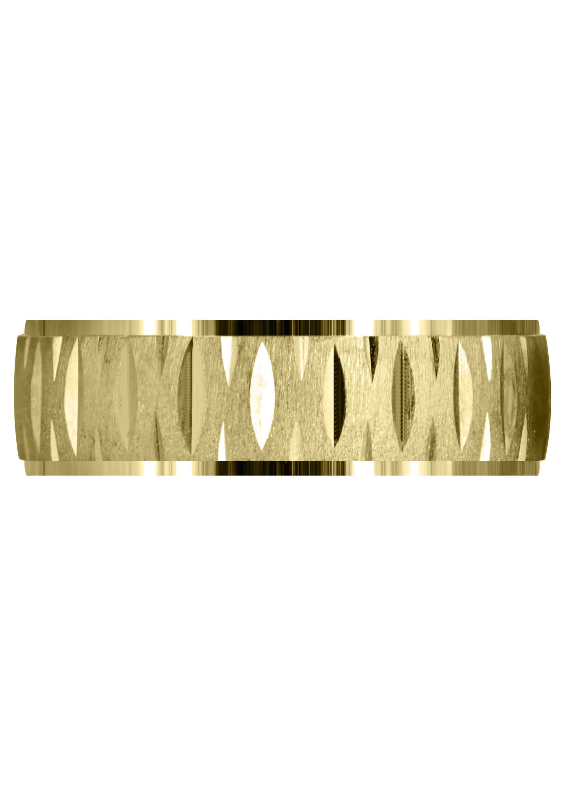 Yellow Gold Carved Diamond Cut Mens Wedding Band | Cross Satin Finish (Samuel) - Image 2