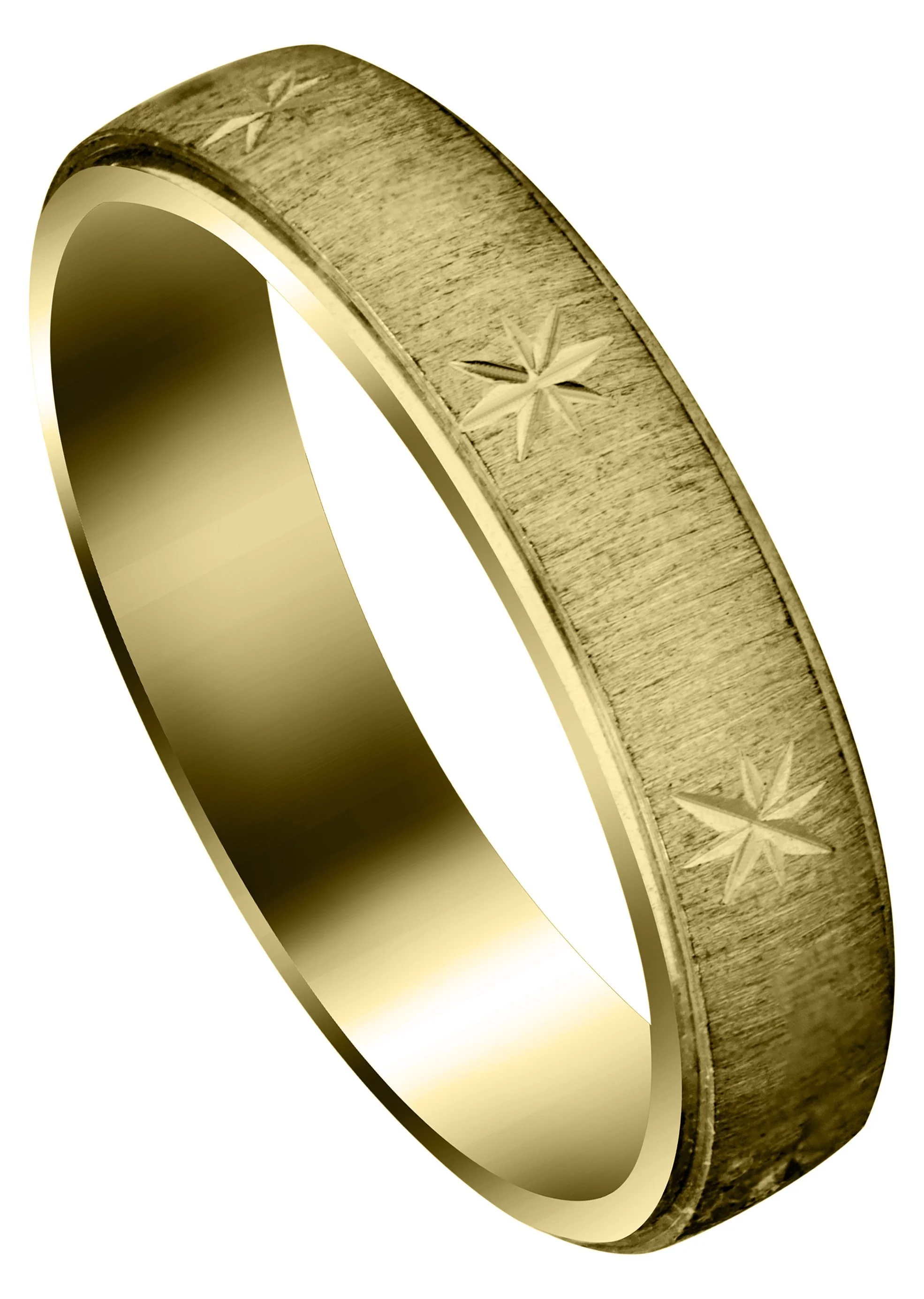 Yellow Gold Carved Diamond Cut Mens Wedding Band | Cross Satin Finish (Declan)
