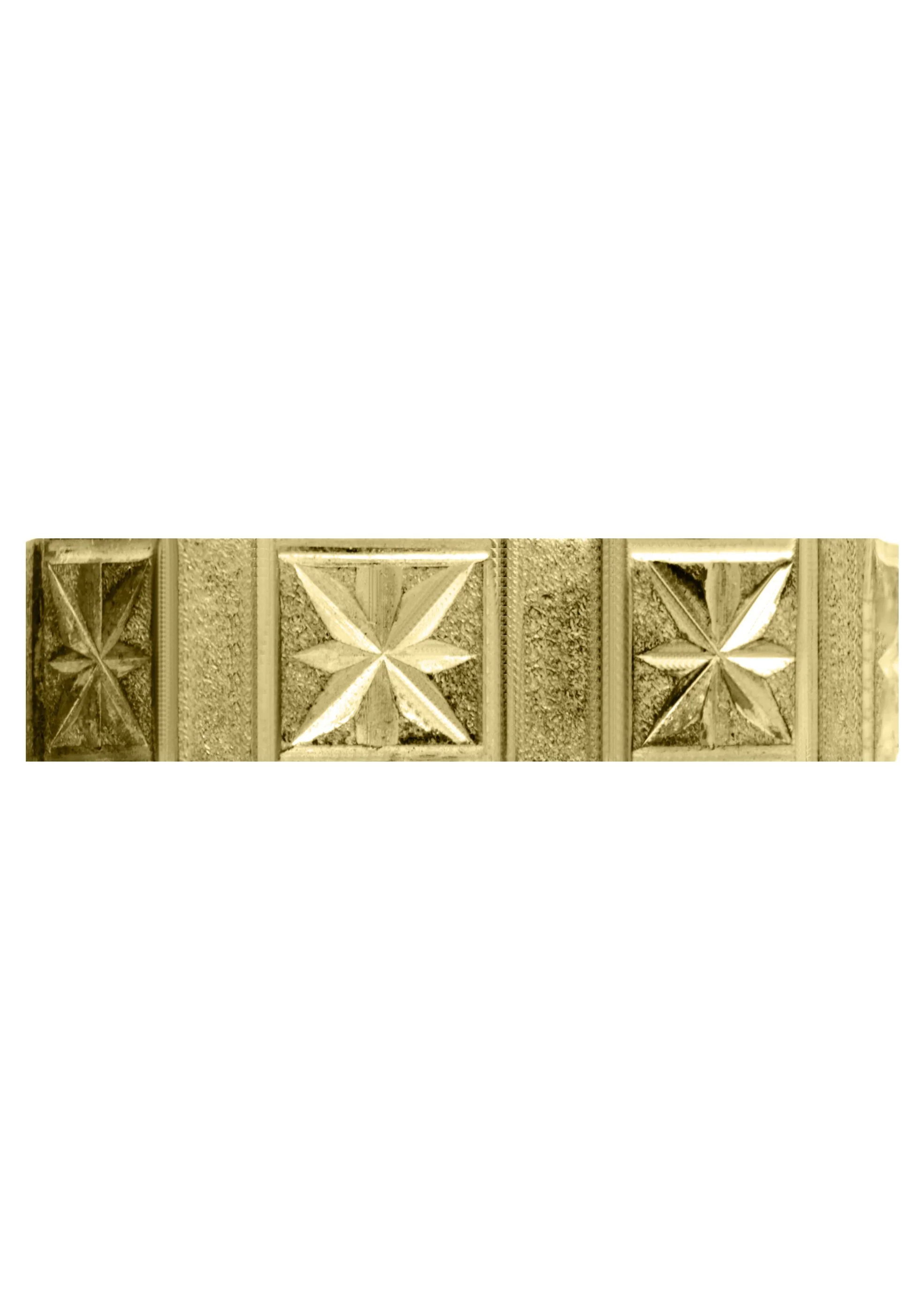 Yellow Gold Carved Diamond Cut Mens Wedding Band | Satin Finish (Greyson) - Image 2