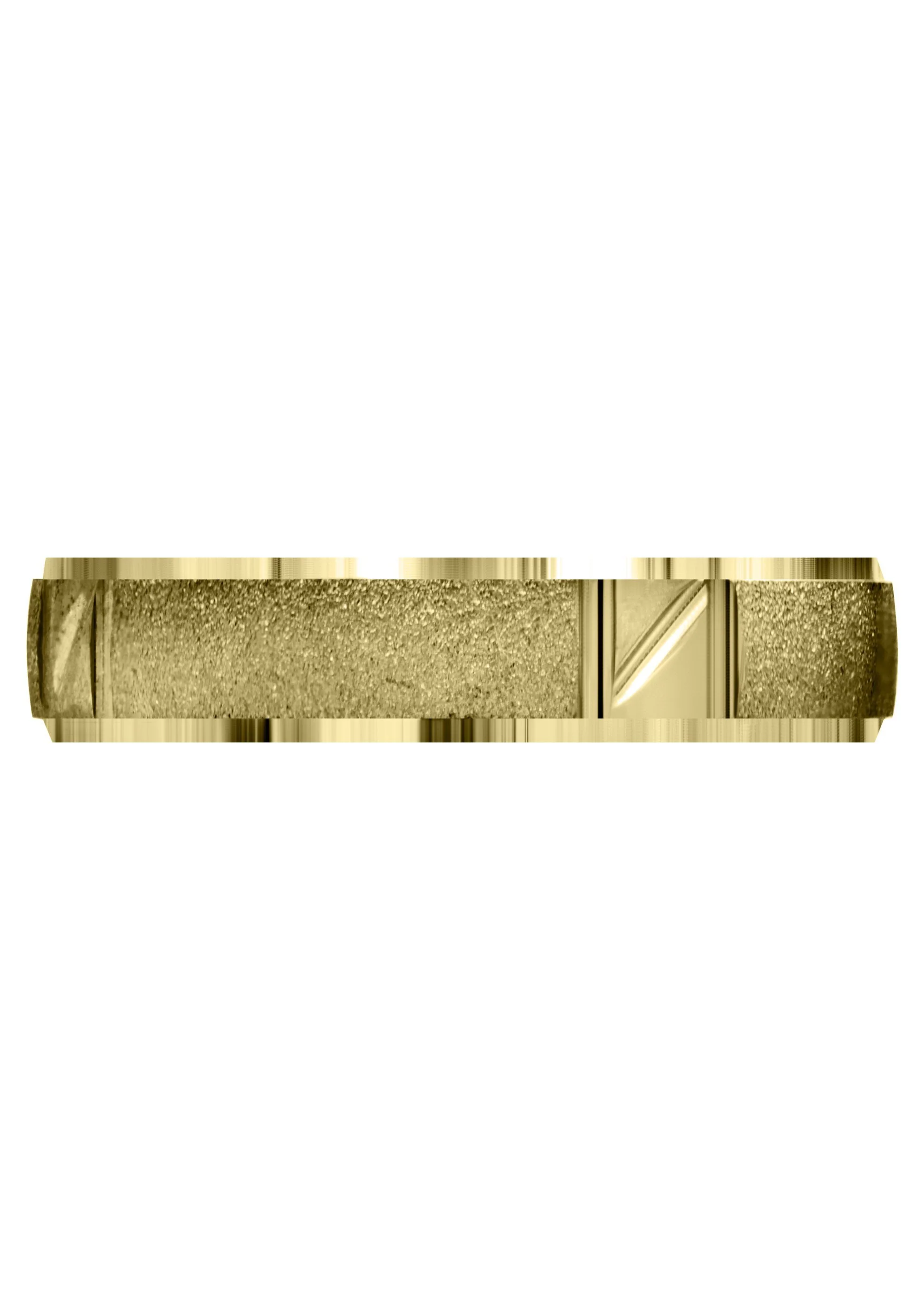 Yellow Gold Carved Diamond Cut Mens Wedding Band | Satin Finish (Juan) - Image 2