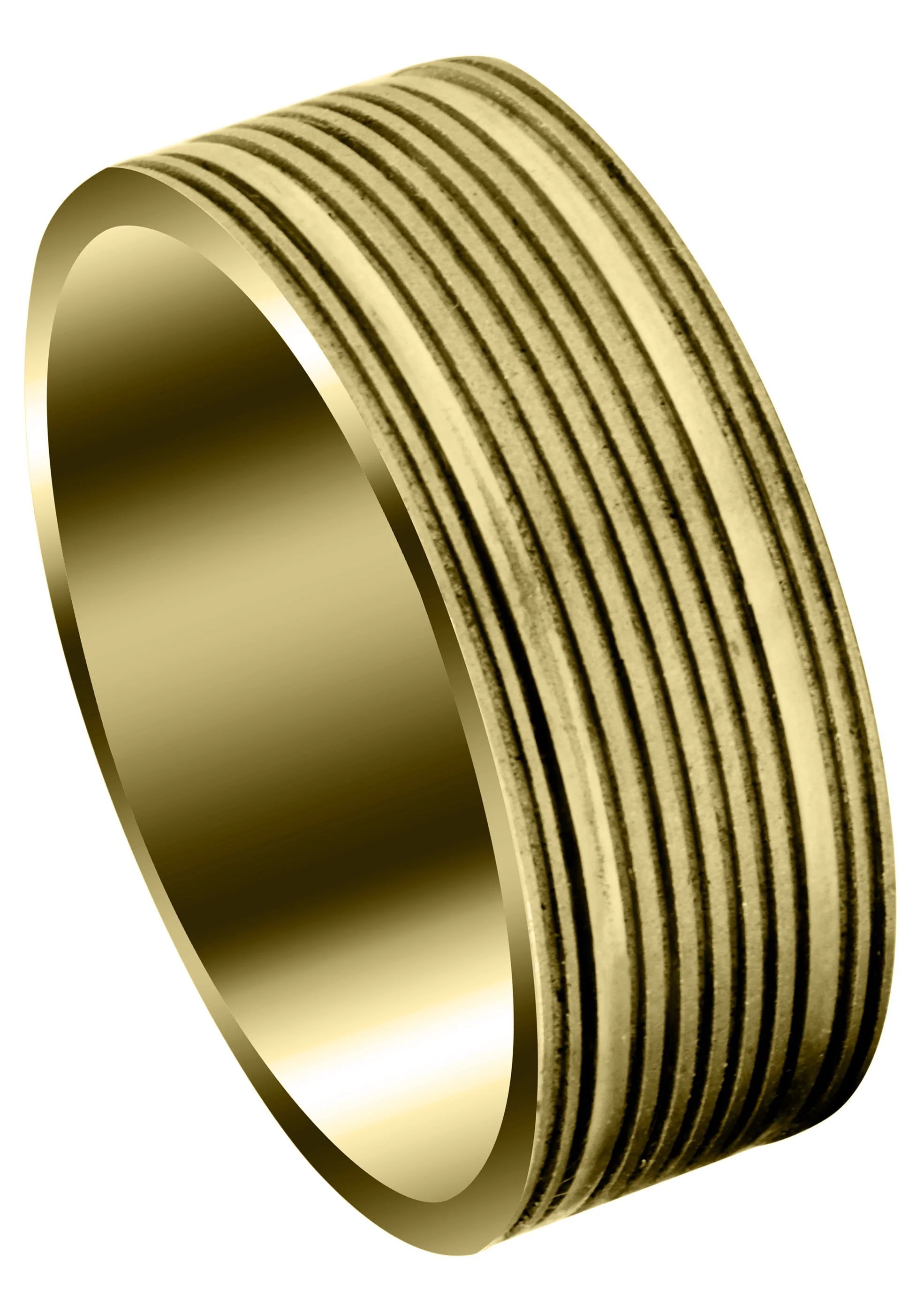 Yellow Gold Carved Unique Mens Wedding Band | High Polish Finish (Easton)