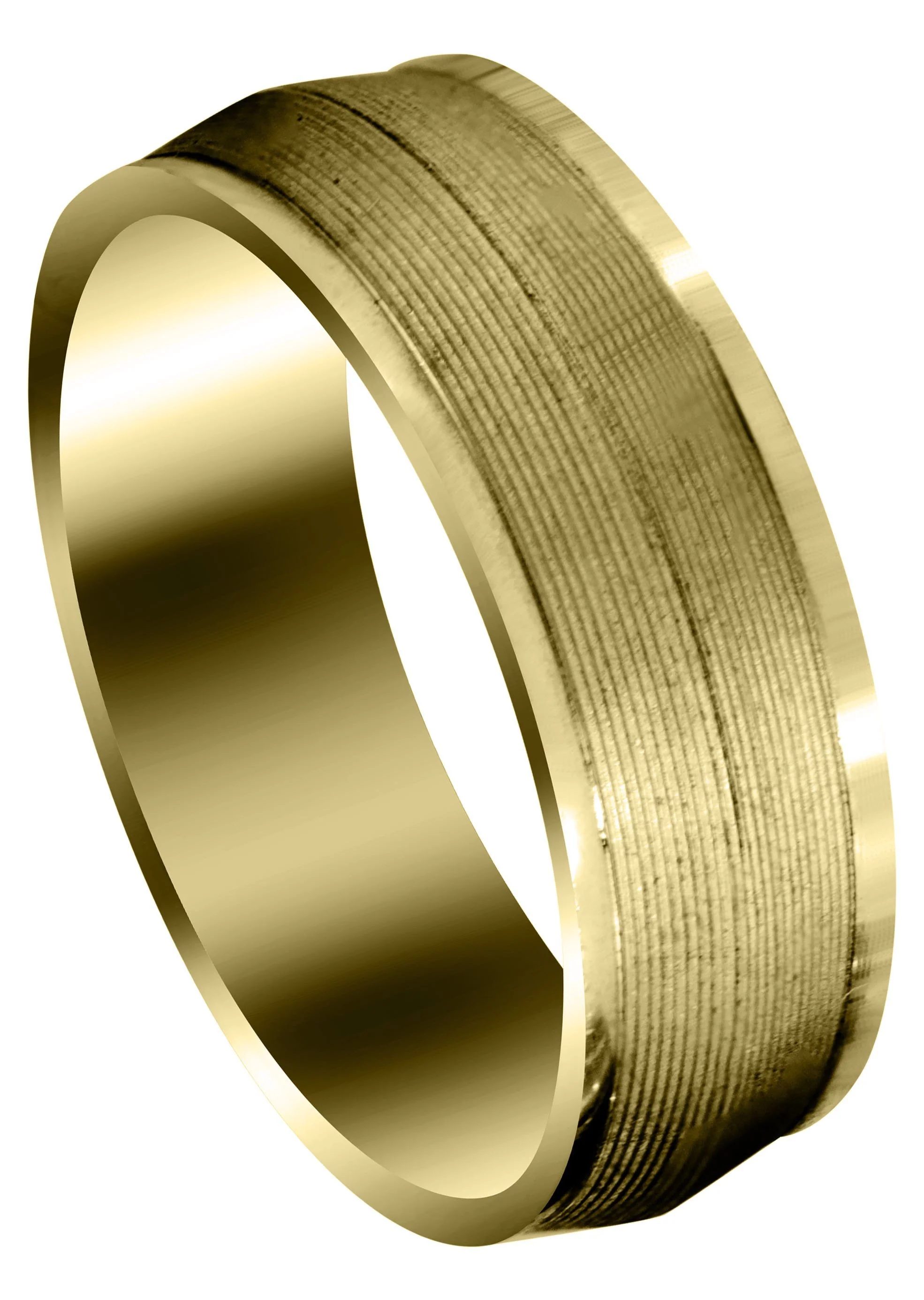 Yellow Gold Carved Modern Mens Wedding Band | GB / High Polish Finish (Connor)