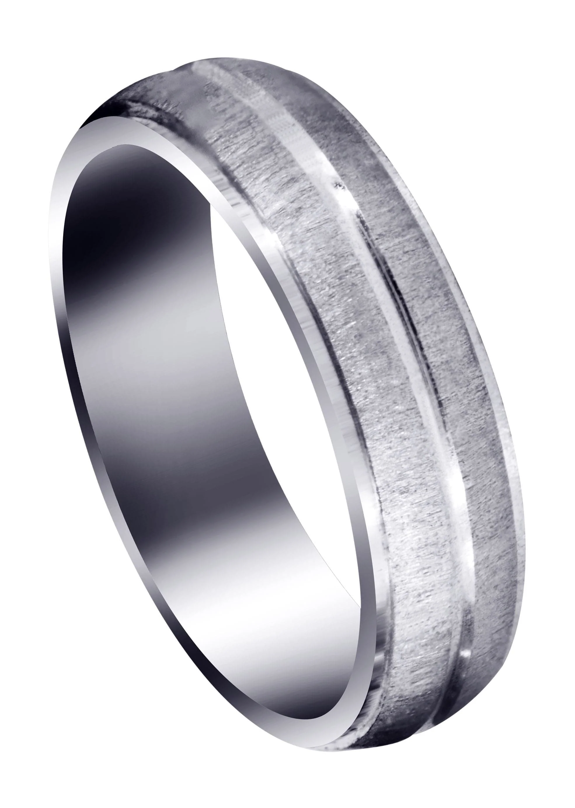 Carved Simple Mens Wedding Band | Cross Satin Finish (Jordan)