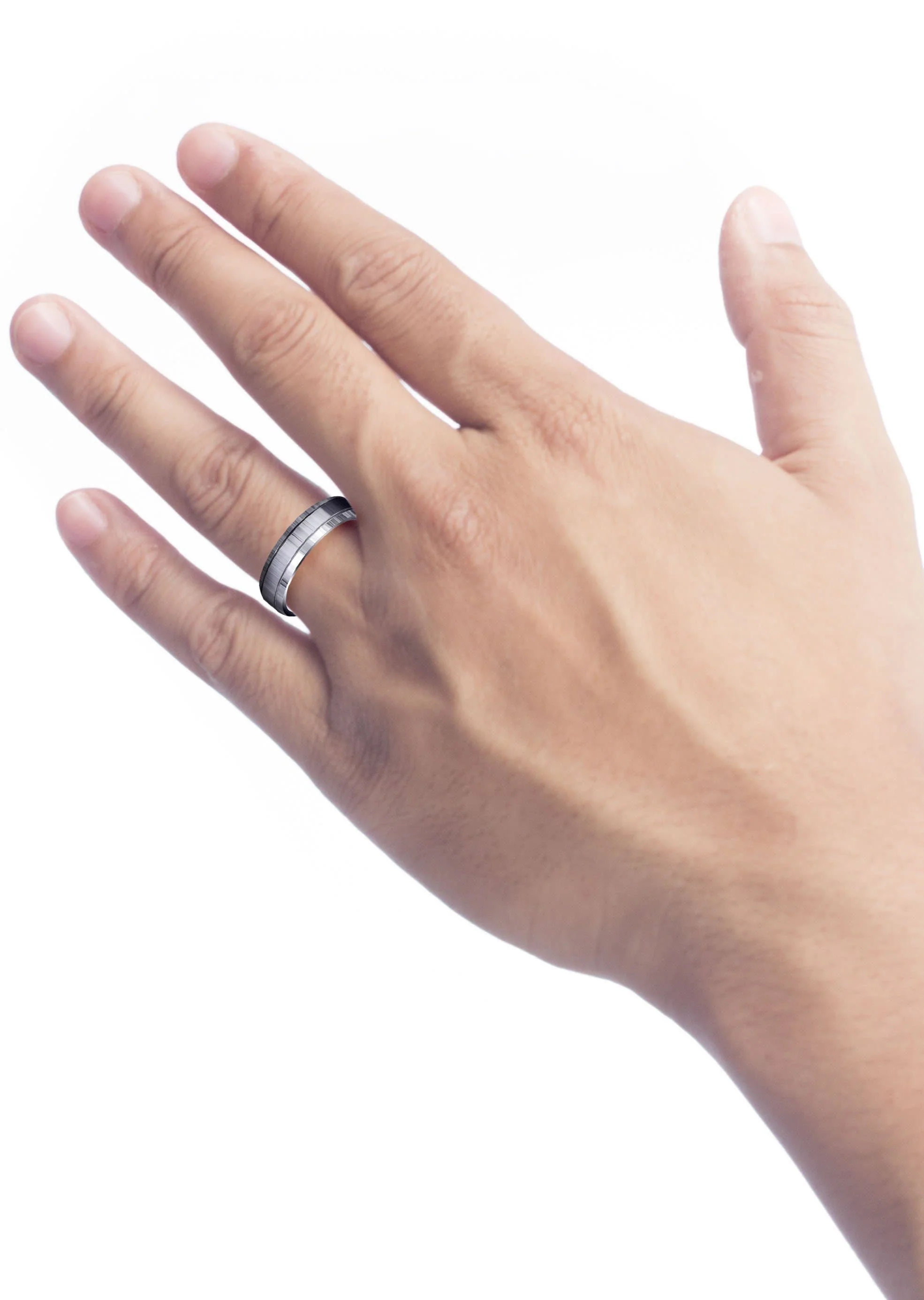 Carved Simple Mens Wedding Band | High Polish Finish (Parker) - Image 4