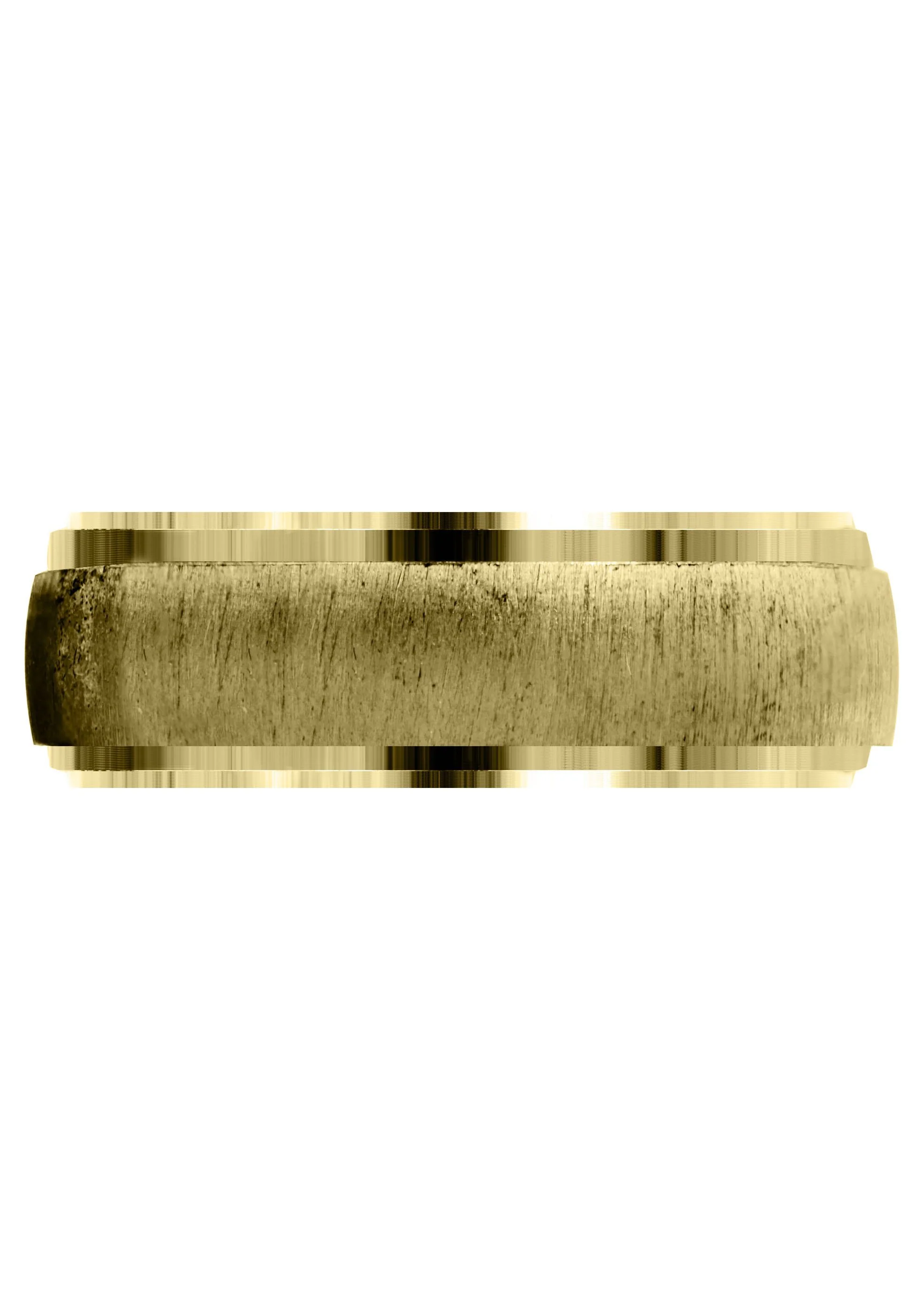 Yellow Gold Carved Simple Mens Wedding Band | Cross Satin Finish (Xavier) - Image 2