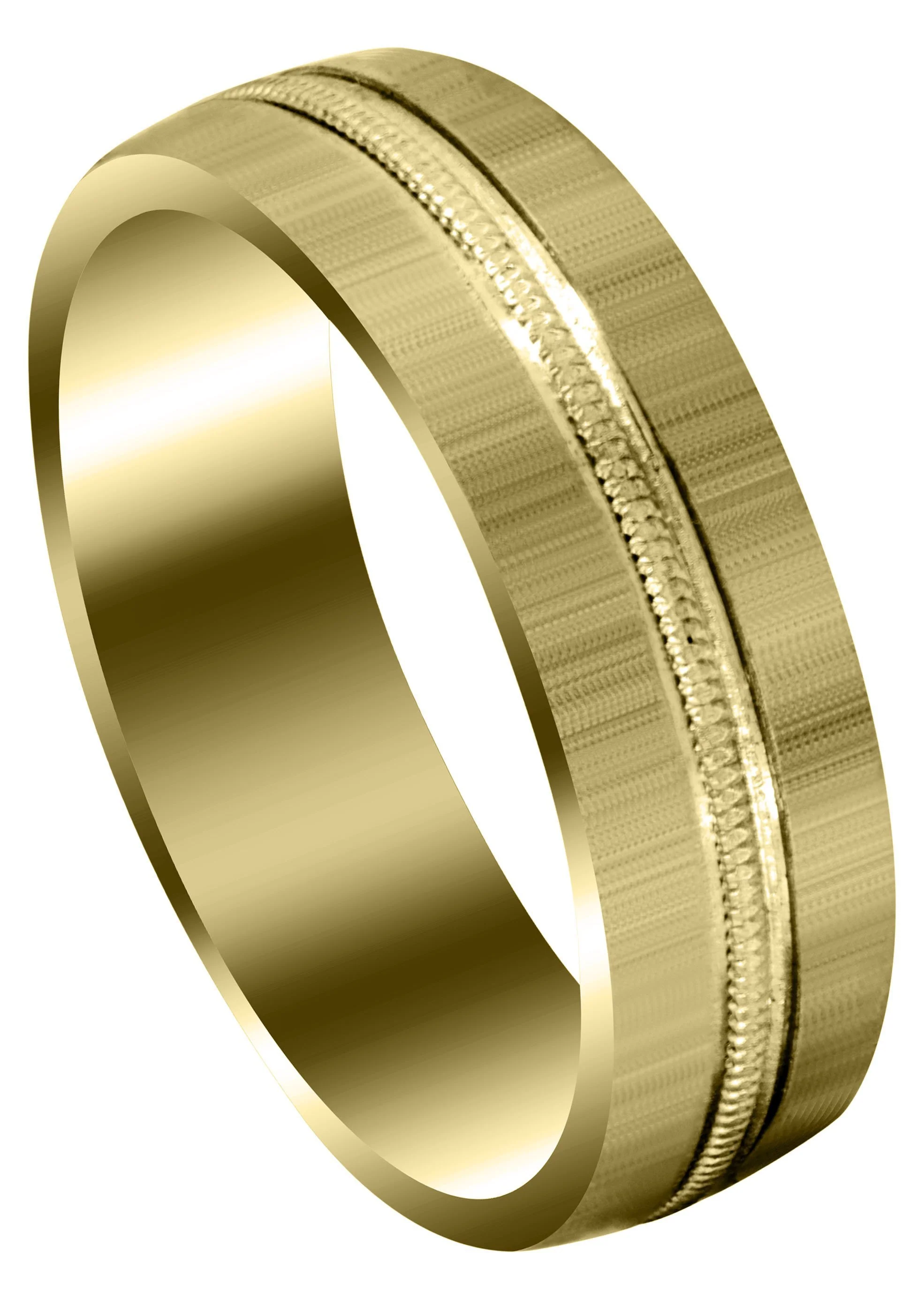 Yellow Gold Carved Simple Mens Wedding Band | Cross Satin Finish (Logan)