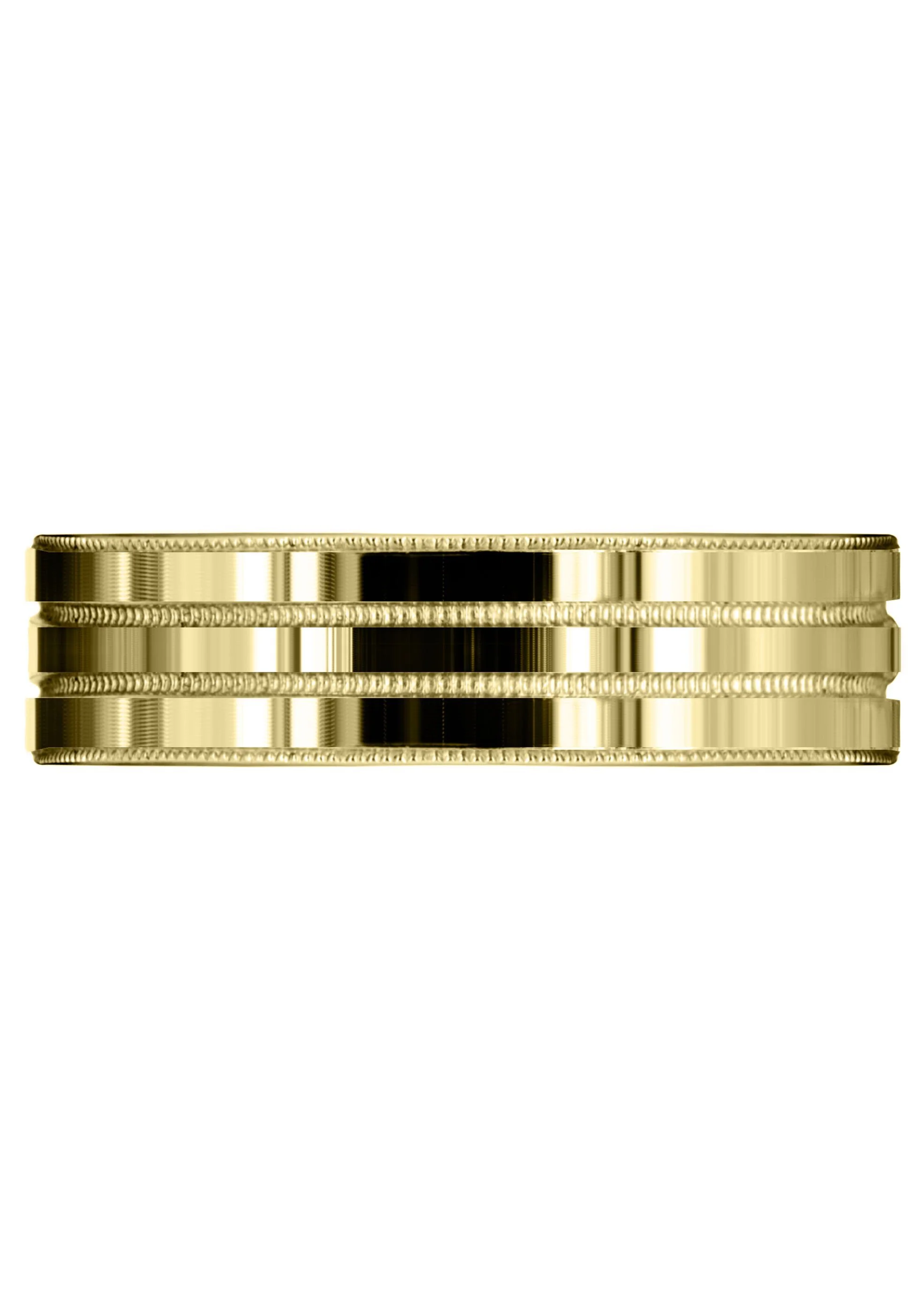 Yellow Gold Carved Simple Mens Wedding Band | High Polish Finish (Camden) - Image 2