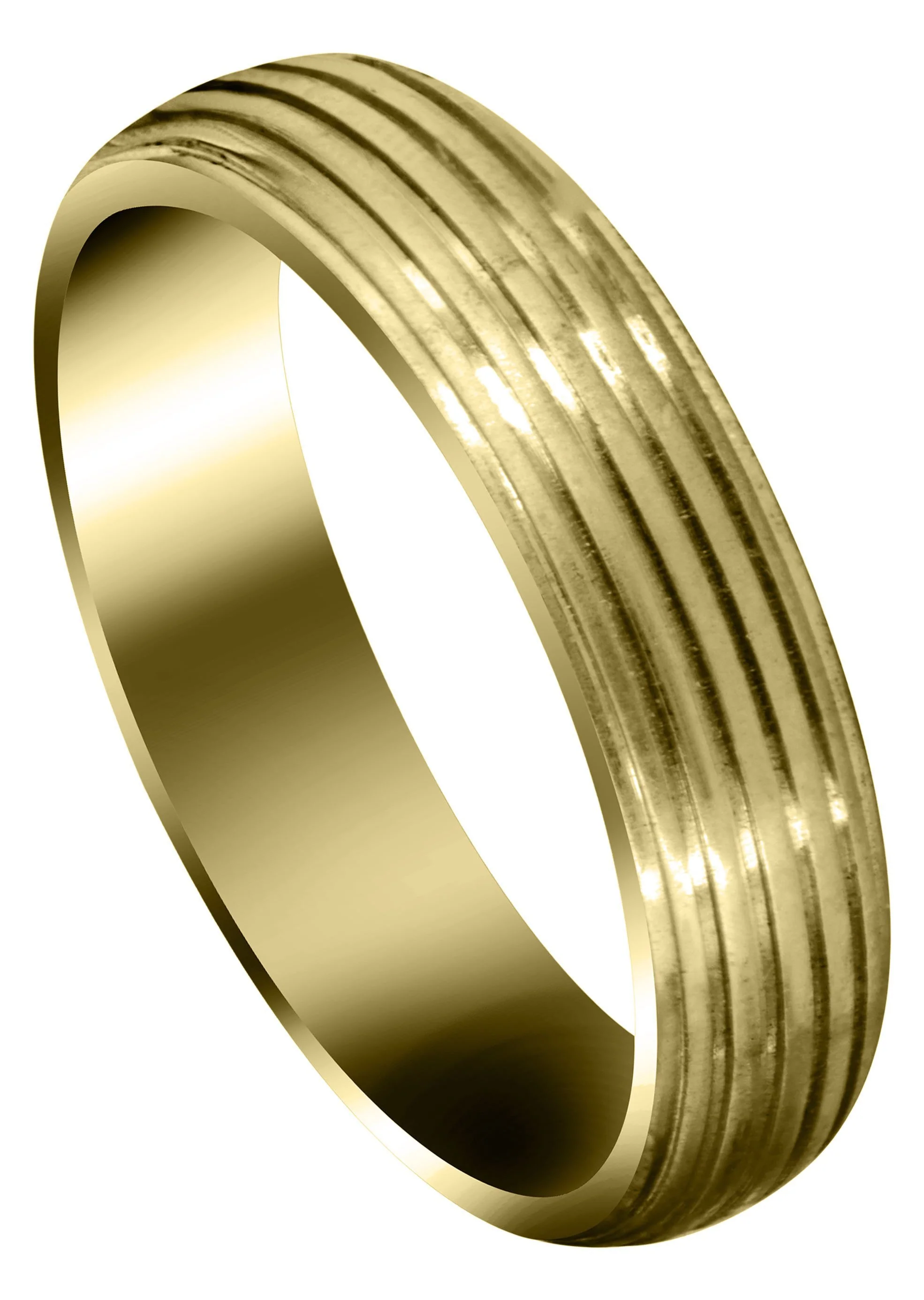 Yellow Gold Carved Simple Mens Wedding Band | High Polish Finish (Landon)