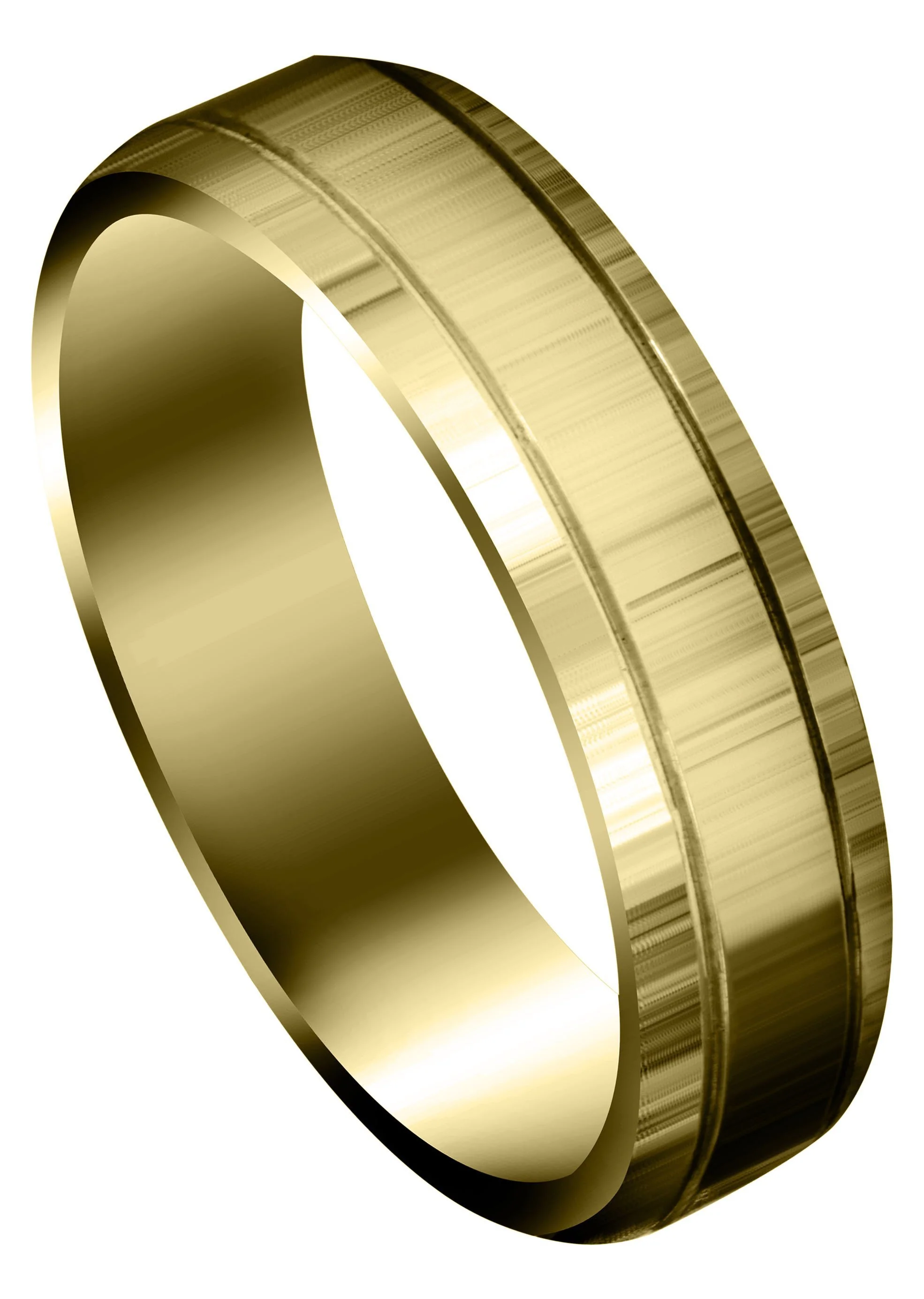 Yellow Gold Carved Simple Mens Wedding Band | High Polish Finish (Parker)