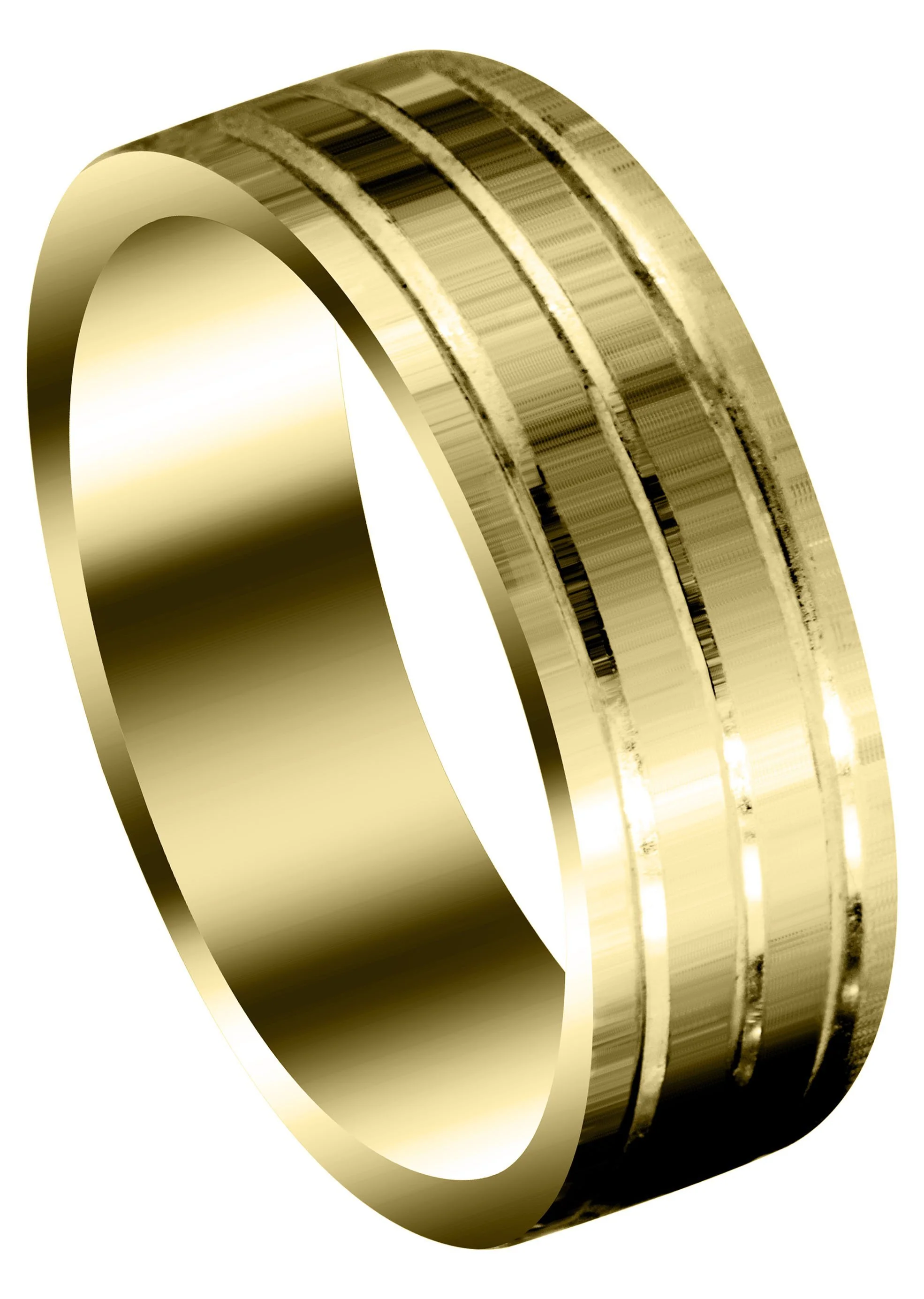 Yellow Gold Carved Simple Mens Wedding Band | Satin Finish (Liam)