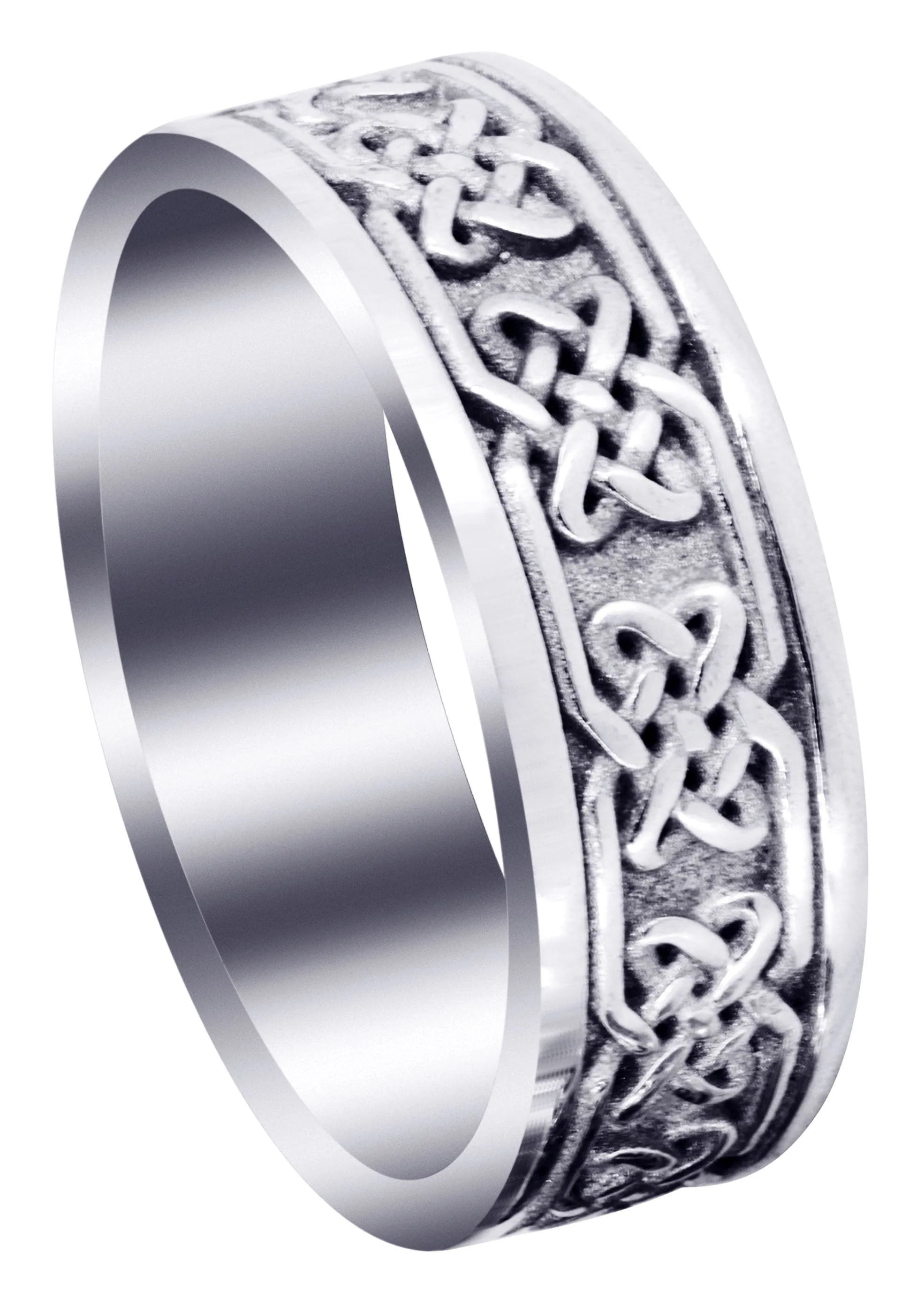 Celtic Mens Wedding Band | Sand Blast / High Polish Finish (Grant)