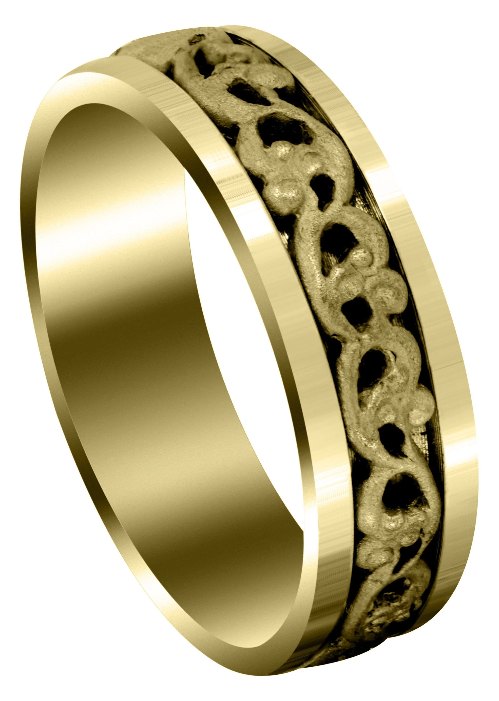 Yellow Gold Celtic Mens Wedding Band | Sand Blast Finish (Everett)