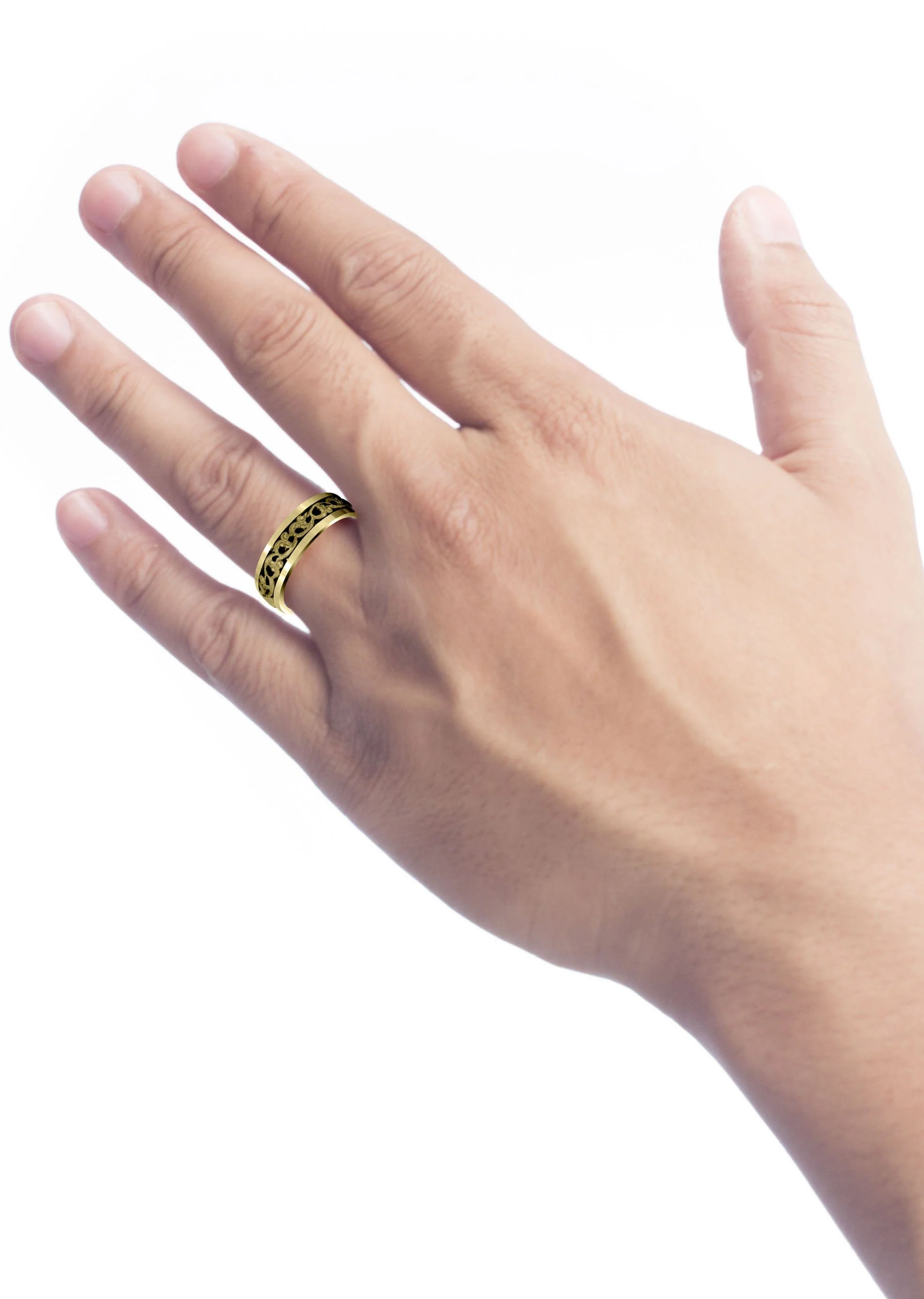 Yellow Gold Celtic Mens Wedding Band | Sand Blast Finish (Everett) - Image 4