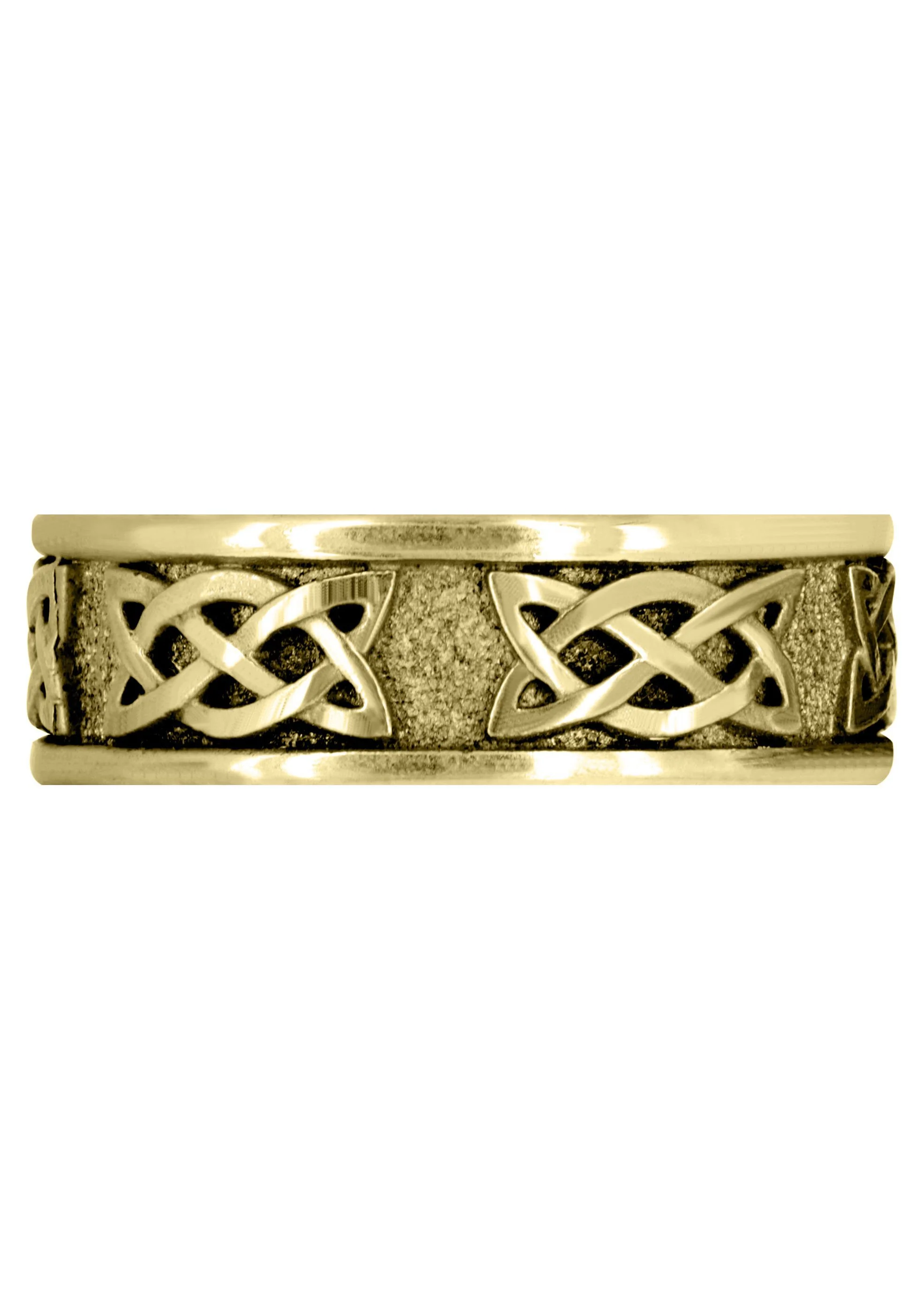 Yellow Gold Celtic Mens Wedding Band | Sand Blast / High Polish Finish (Jesse) - Image 2